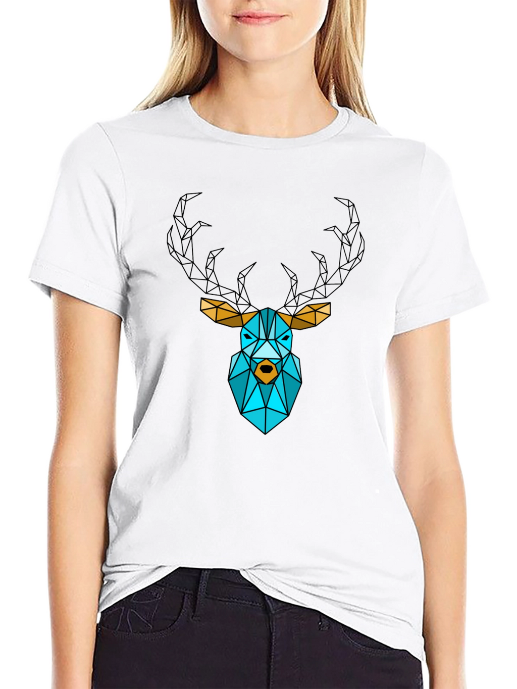 Geometric Deer Graphic T-Shirt - Modern Style
