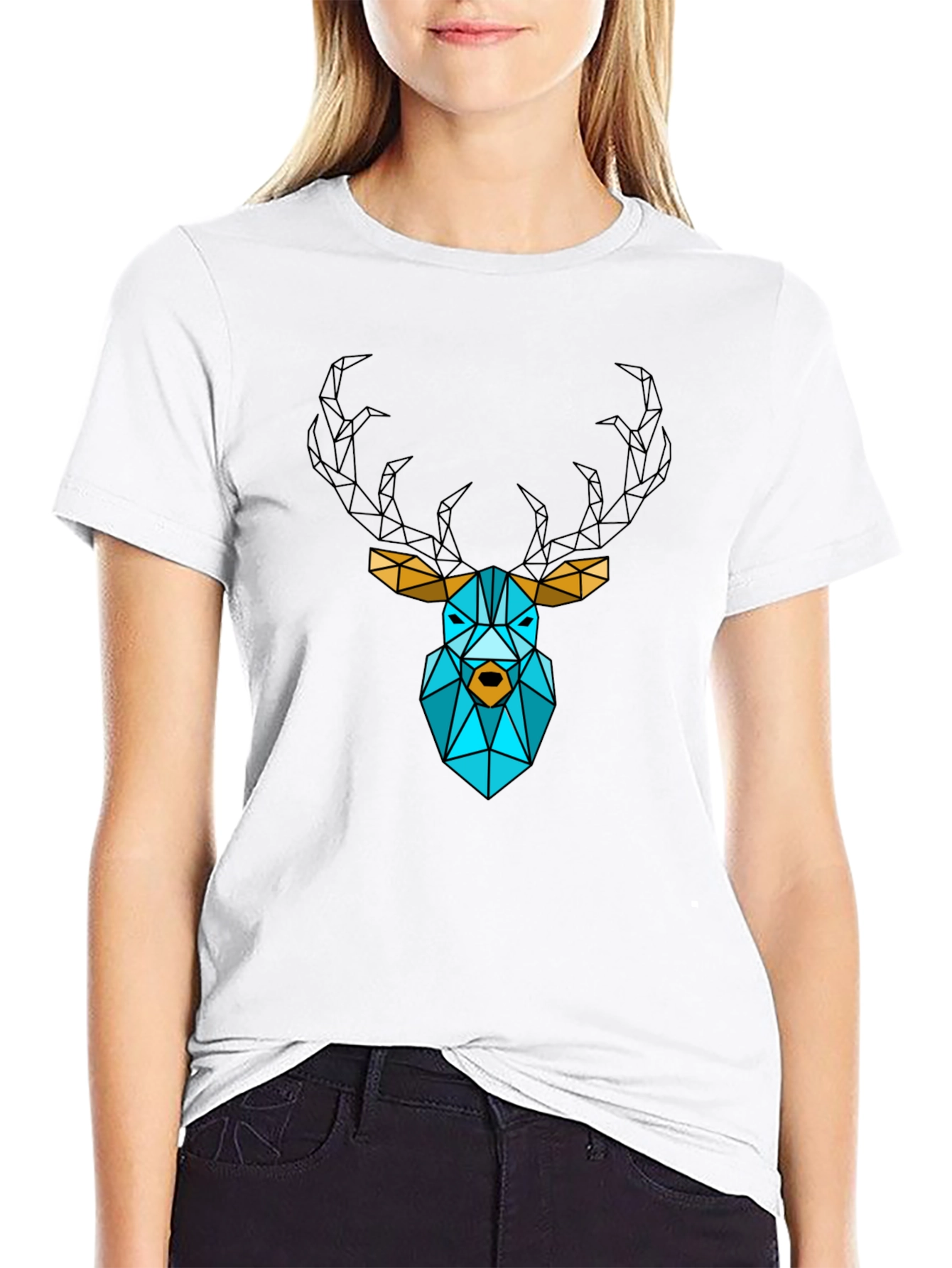 Geometric Deer Graphic T-Shirt - Modern Style