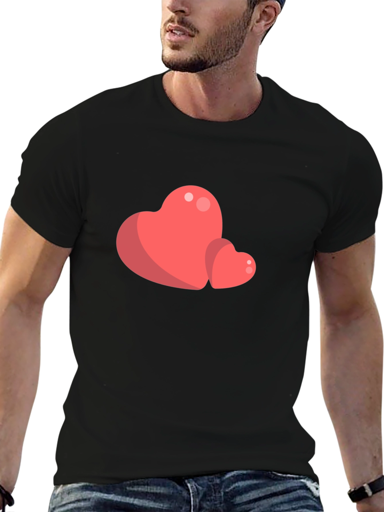 Heart Graphic Tee - Black Casual T-Shirt