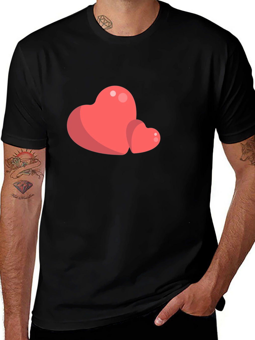 Heart Graphic Tee - Black Casual T-Shirt