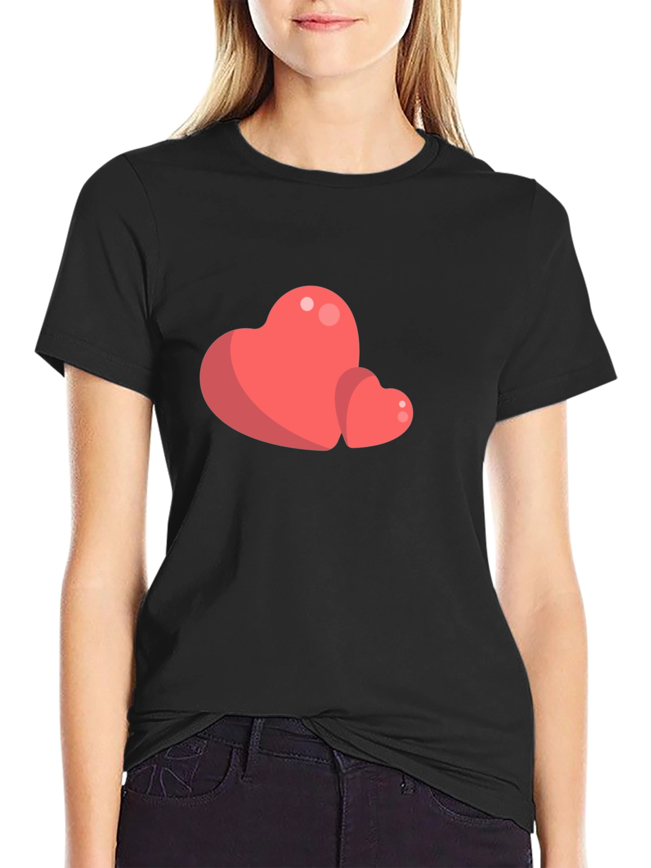 Heart Graphic Tee - Black Casual T-Shirt