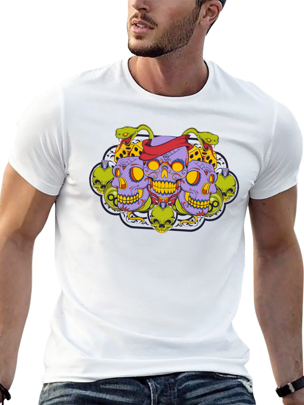 Skull & Serpent Graphic Tee - Edgy Style