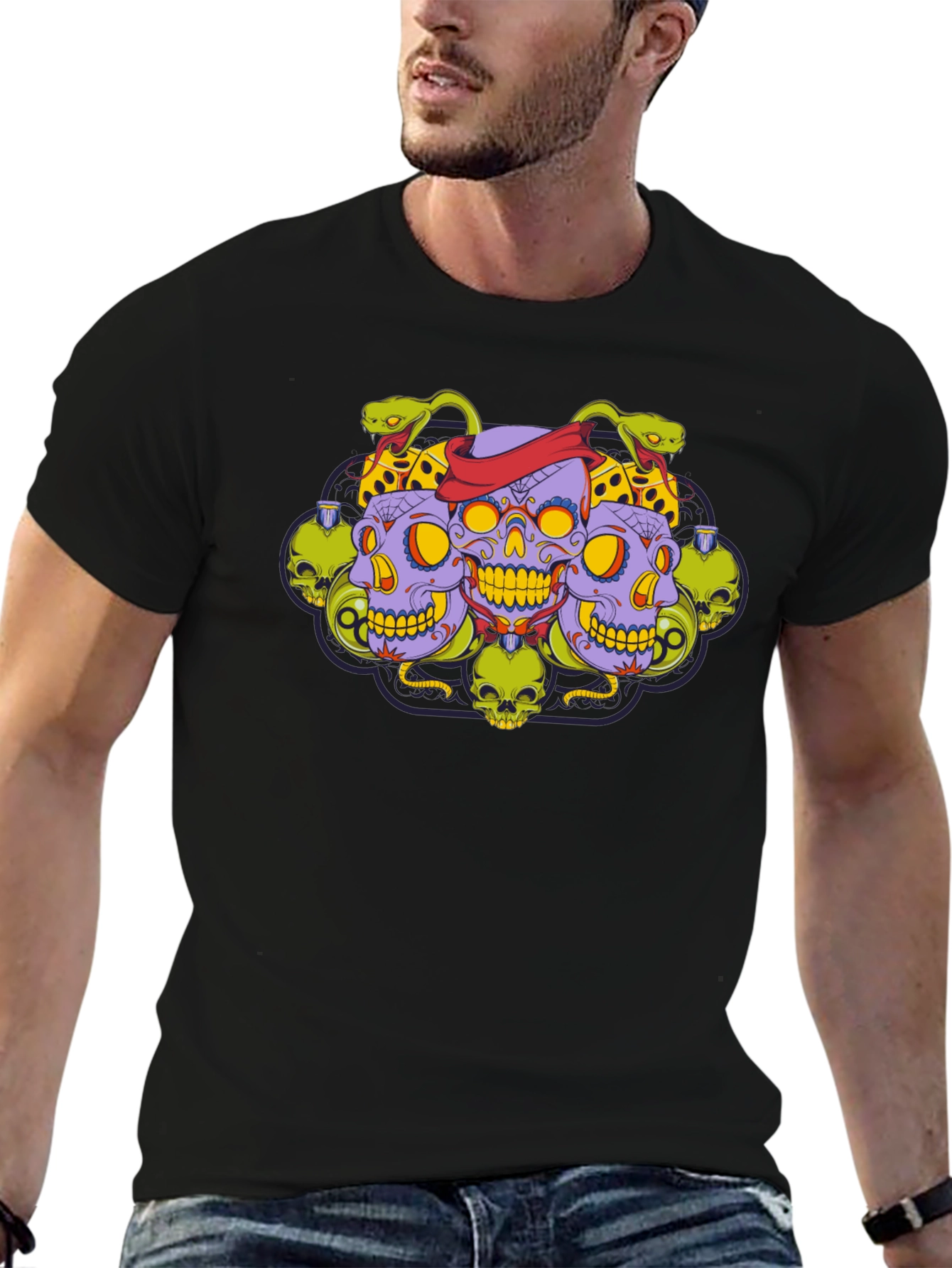 Skull & Serpent Graphic Tee - Edgy Style