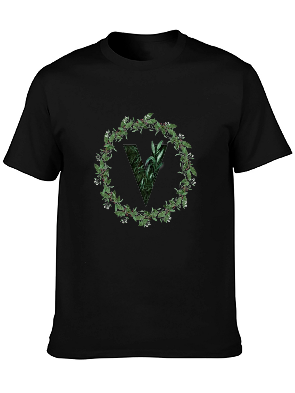 Botanical V Black T-Shirt