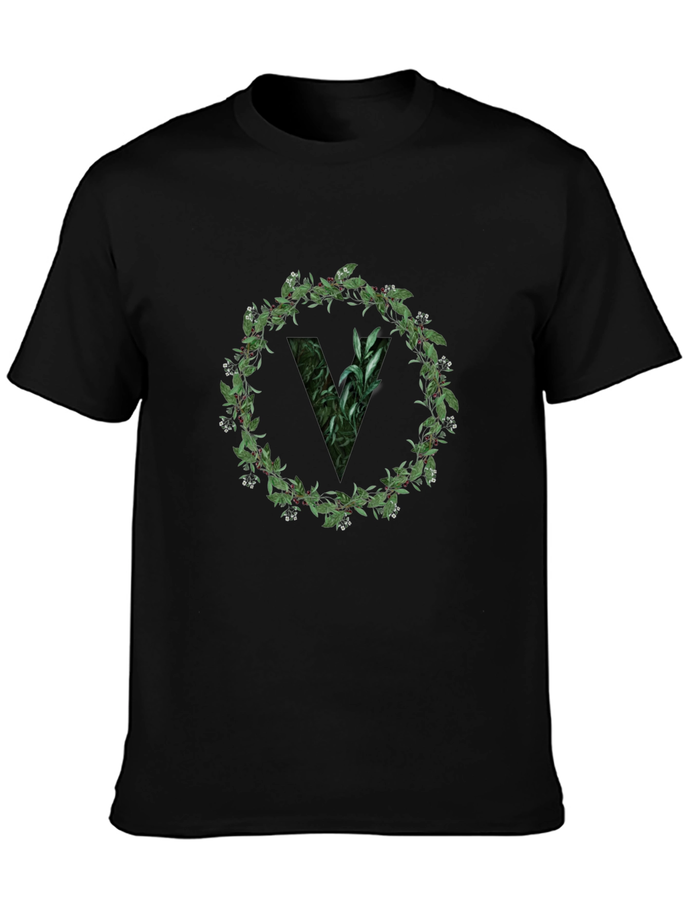 Botanical V Black T-Shirt