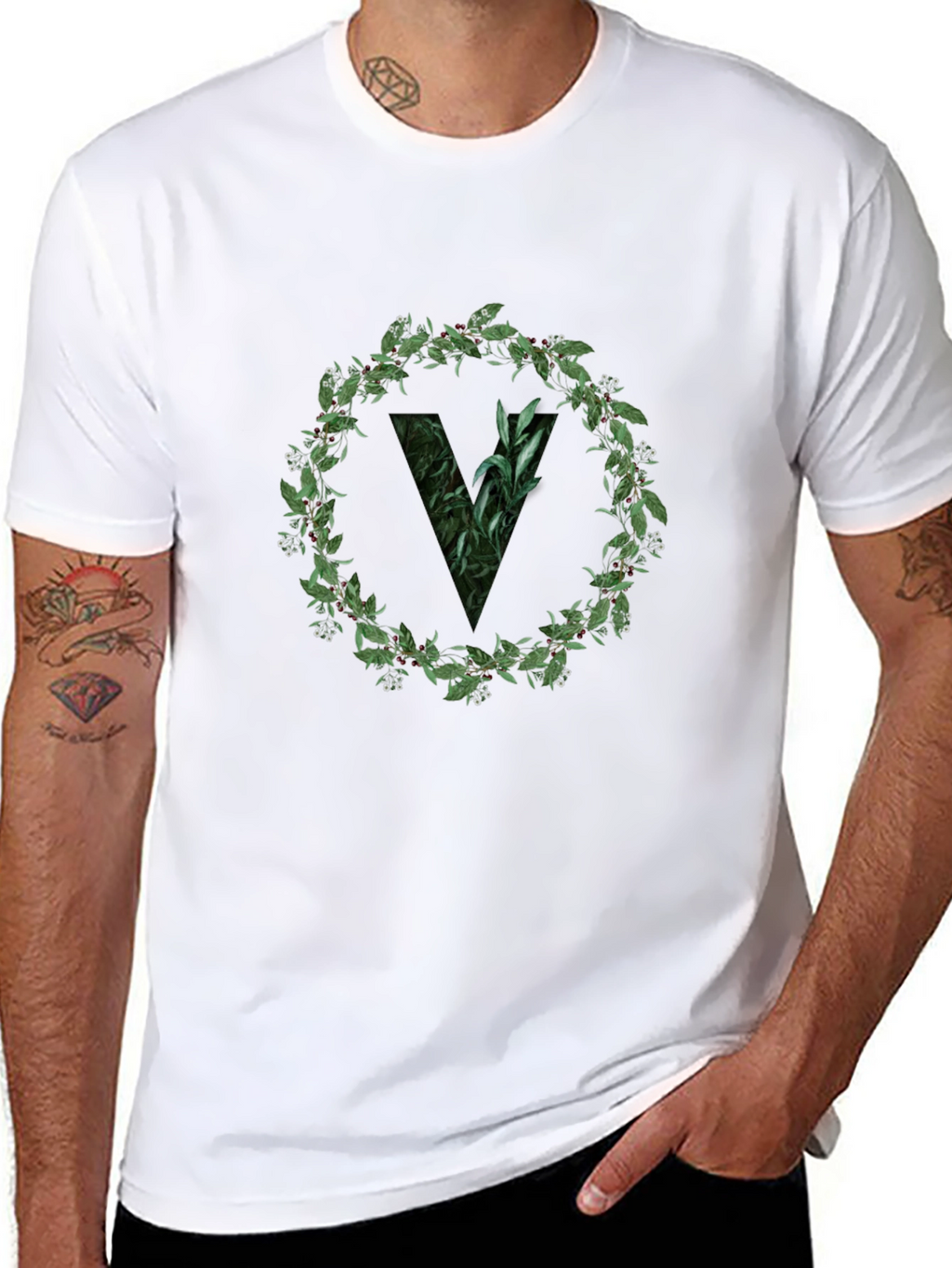 Botanical V Black T-Shirt