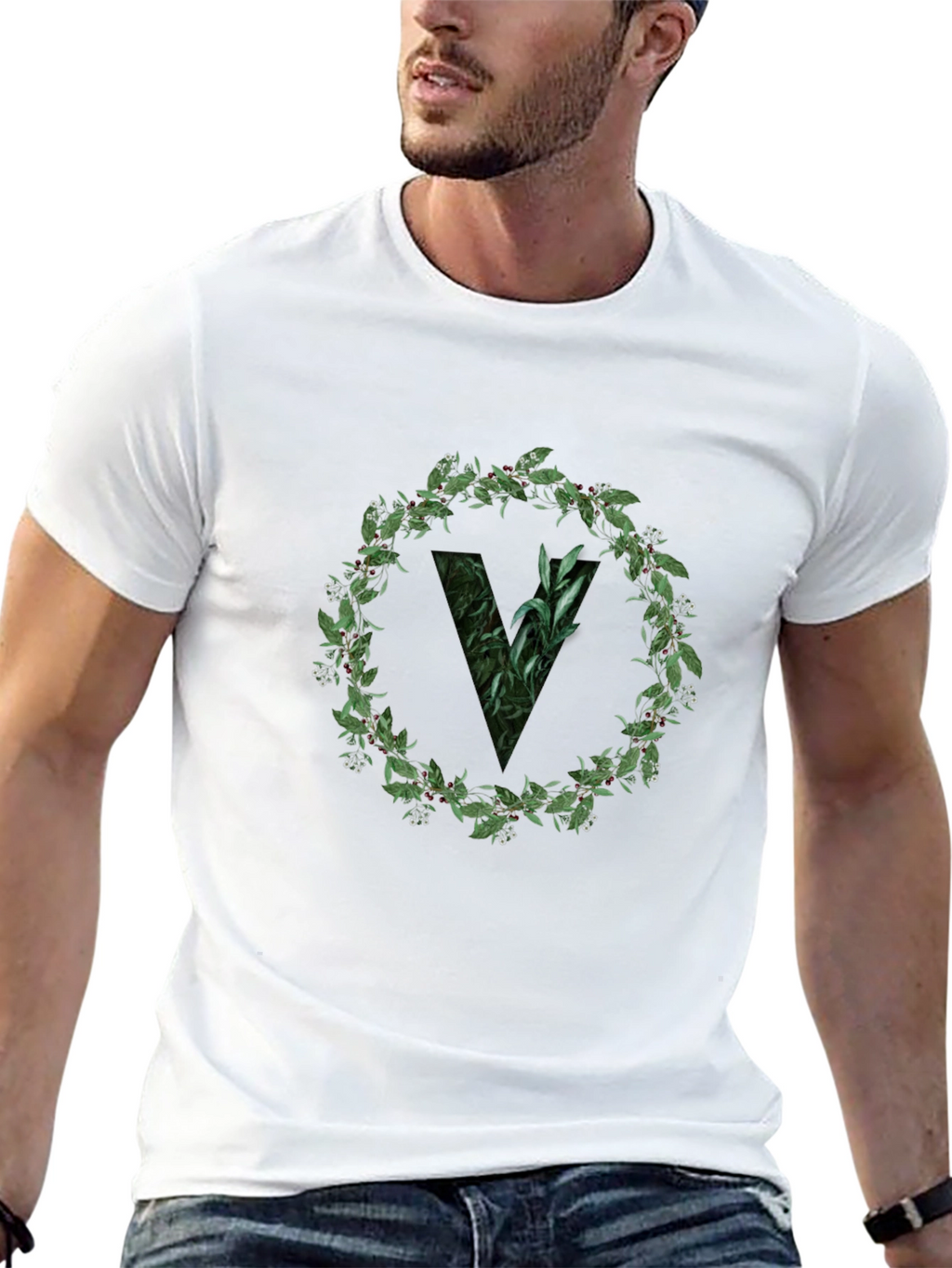 Botanical V Black T-Shirt