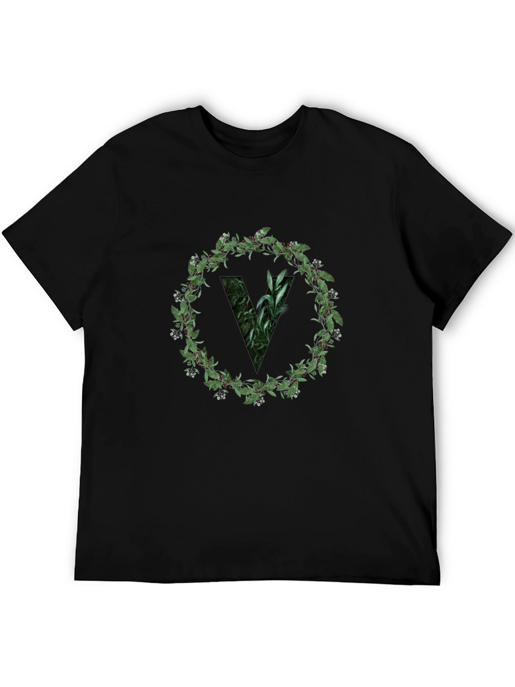 Botanical V Black T-Shirt