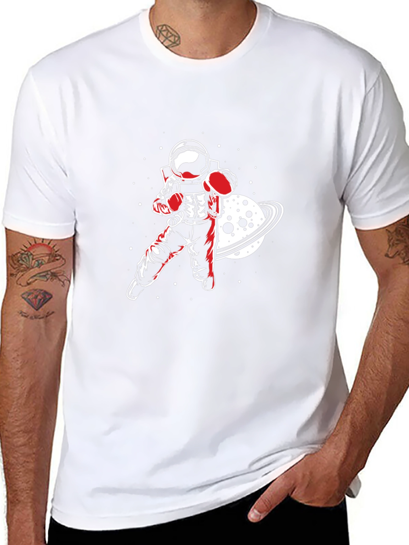 Astronaut Boxer Graphic Tee - Space Punch!