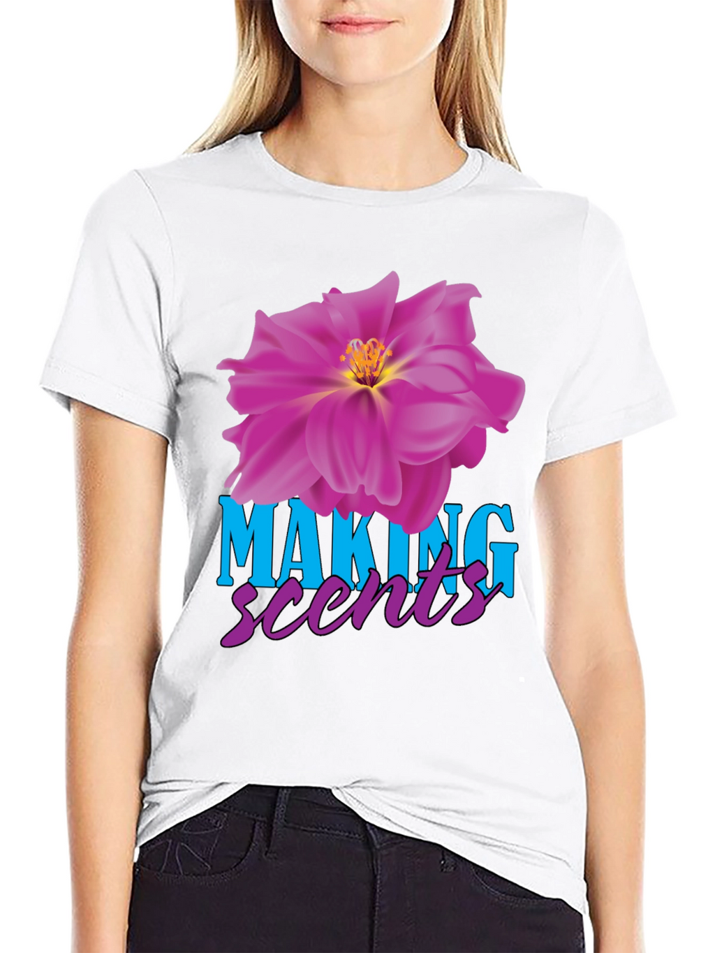Making Scents Flower Graphic Black T-Shirt