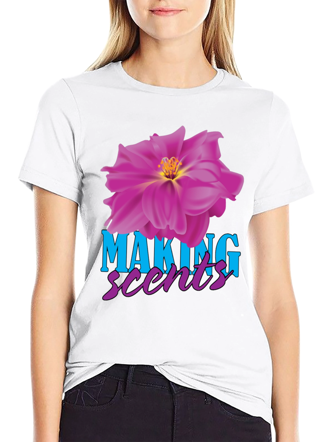Making Scents Flower Graphic Black T-Shirt