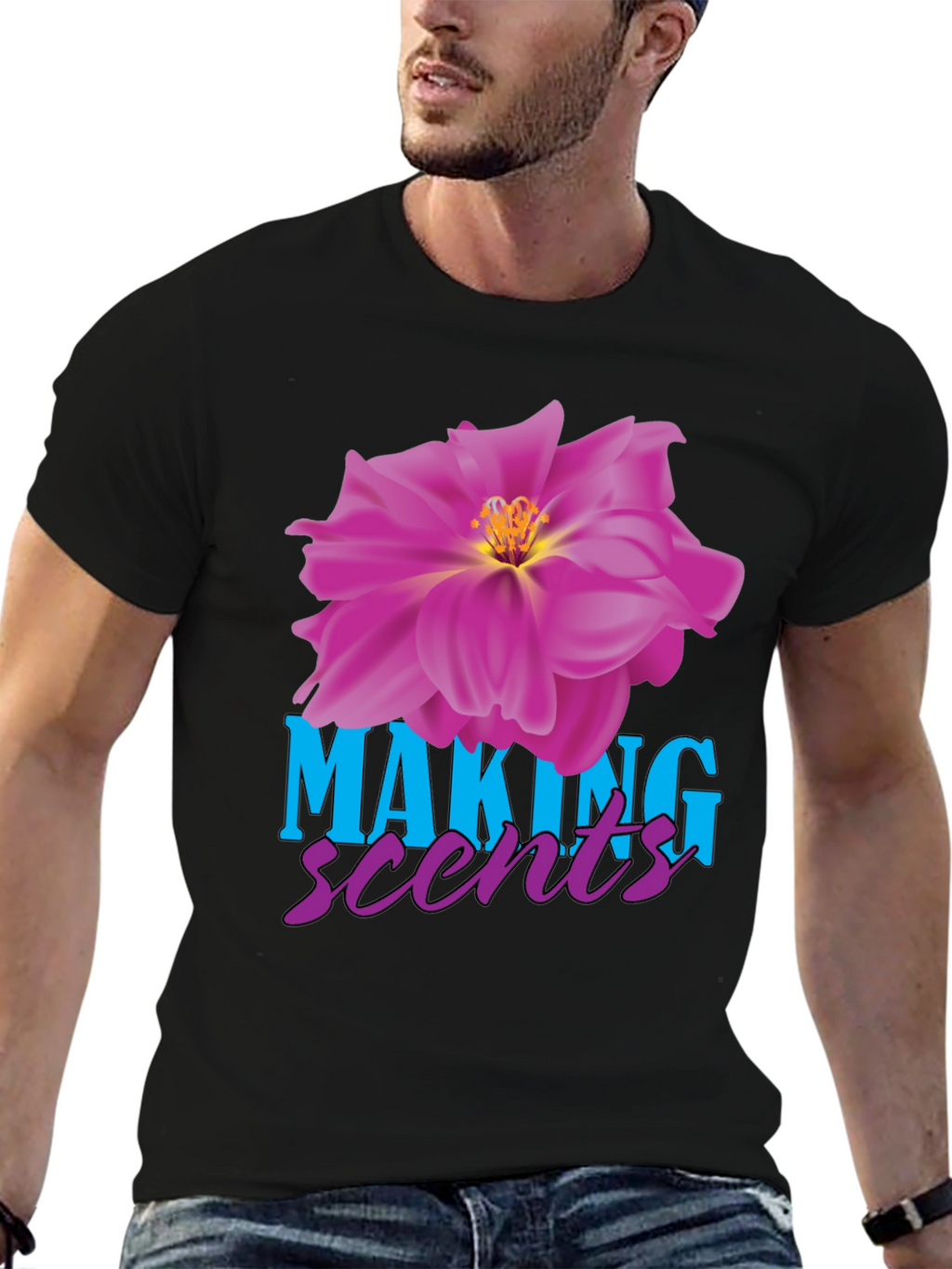 Making Scents Flower Graphic Black T-Shirt
