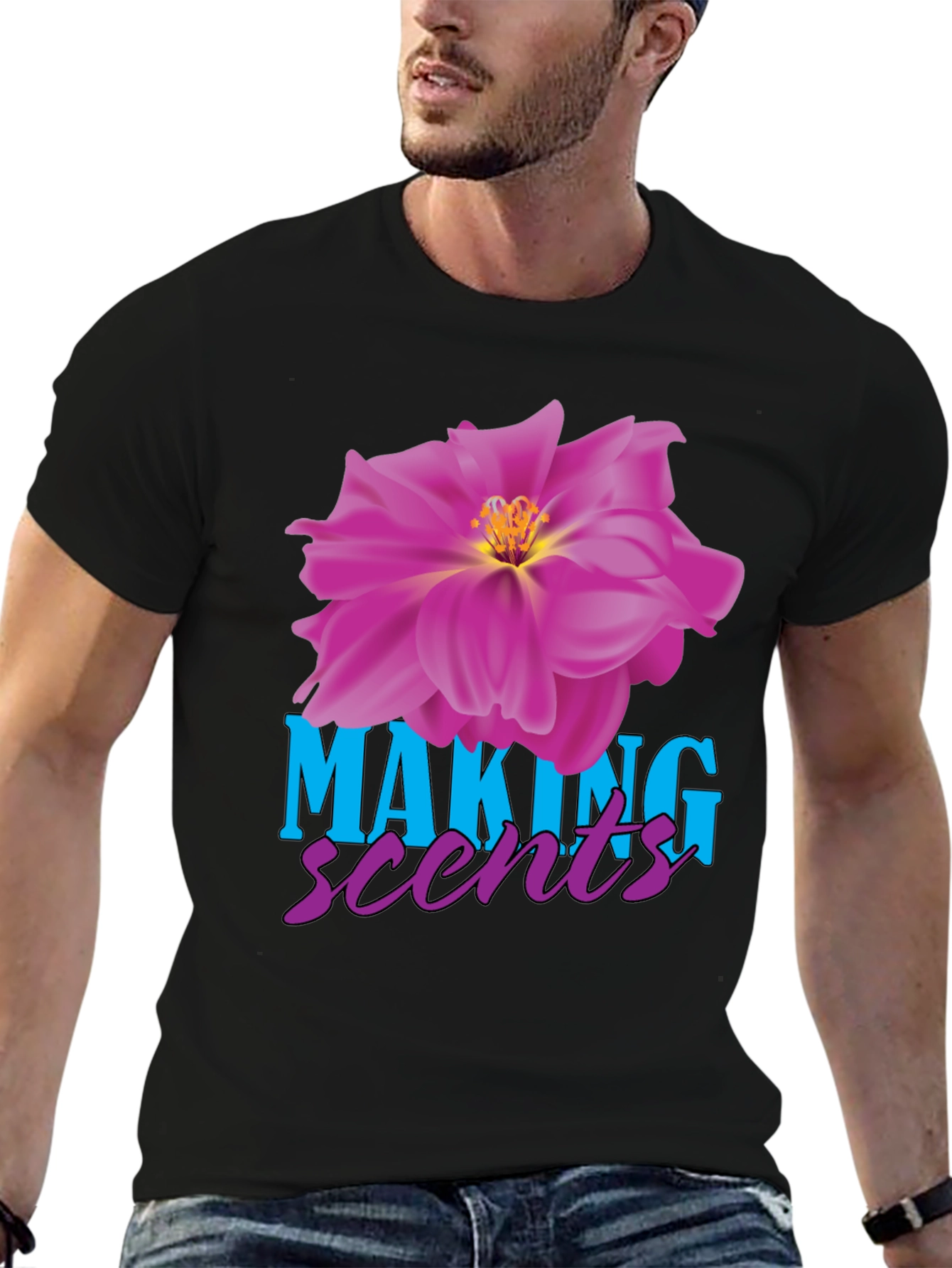 Making Scents Flower Graphic Black T-Shirt