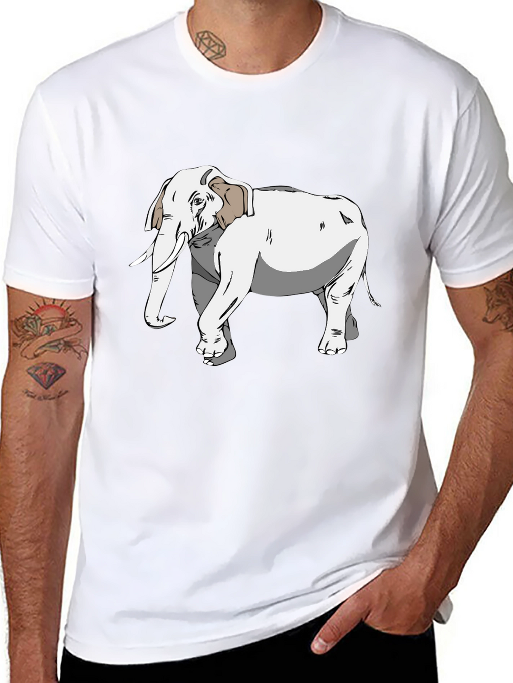 Elephant Graphic Print Black T-Shirt