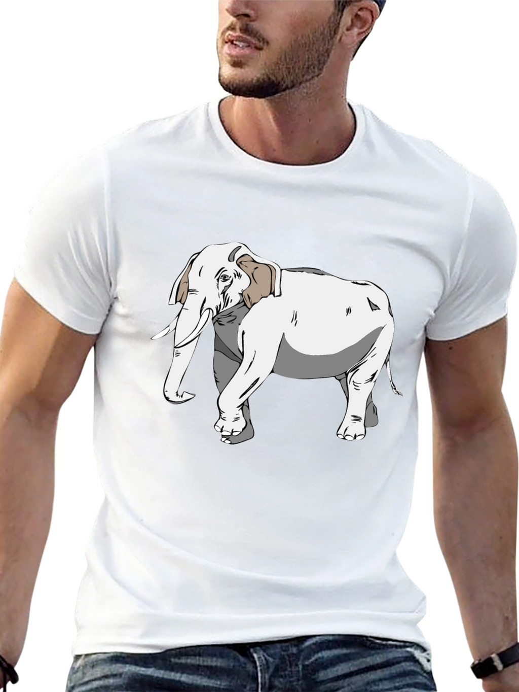 Elephant Graphic Print Black T-Shirt