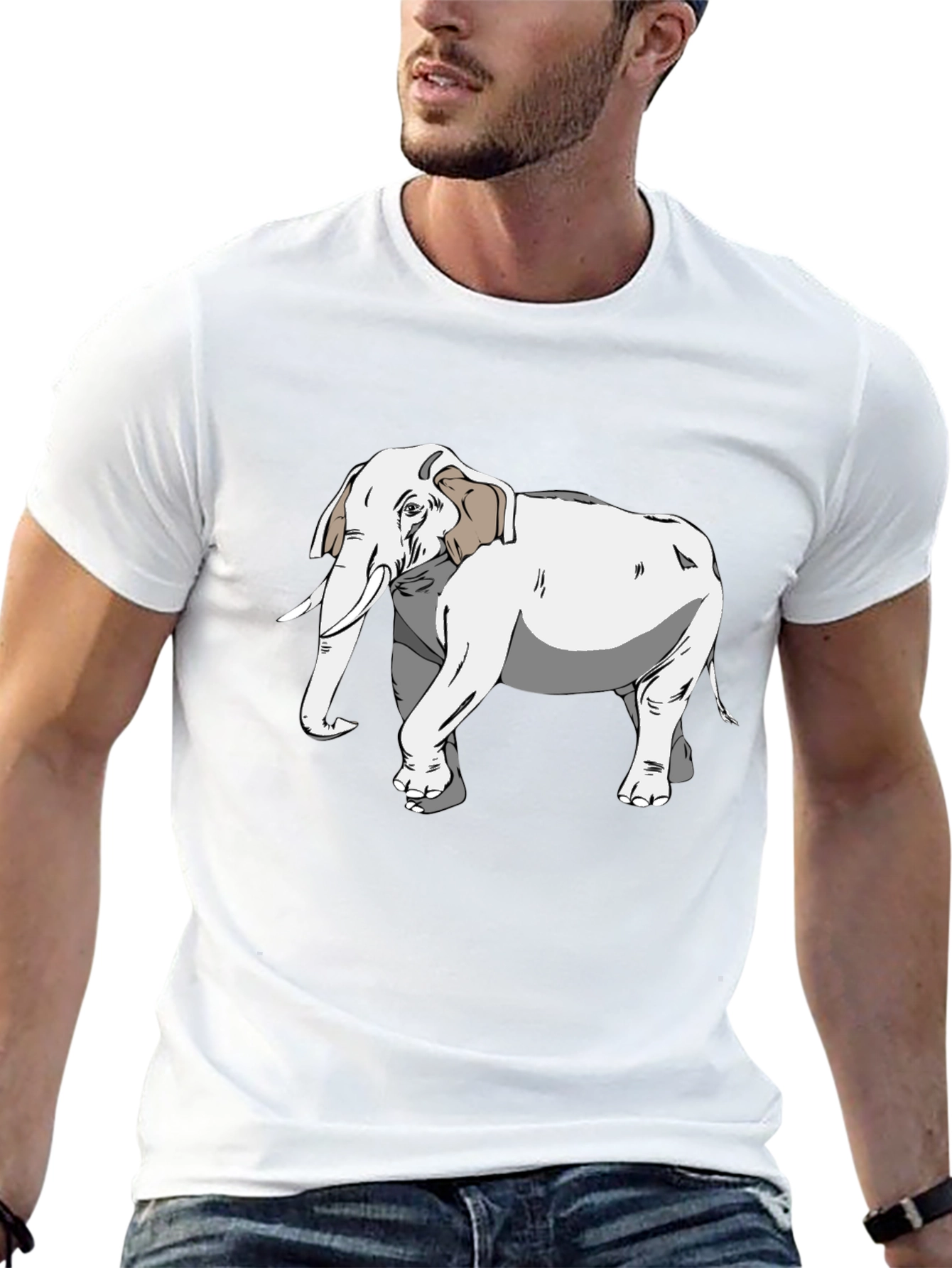 Elephant Graphic Print Black T-Shirt