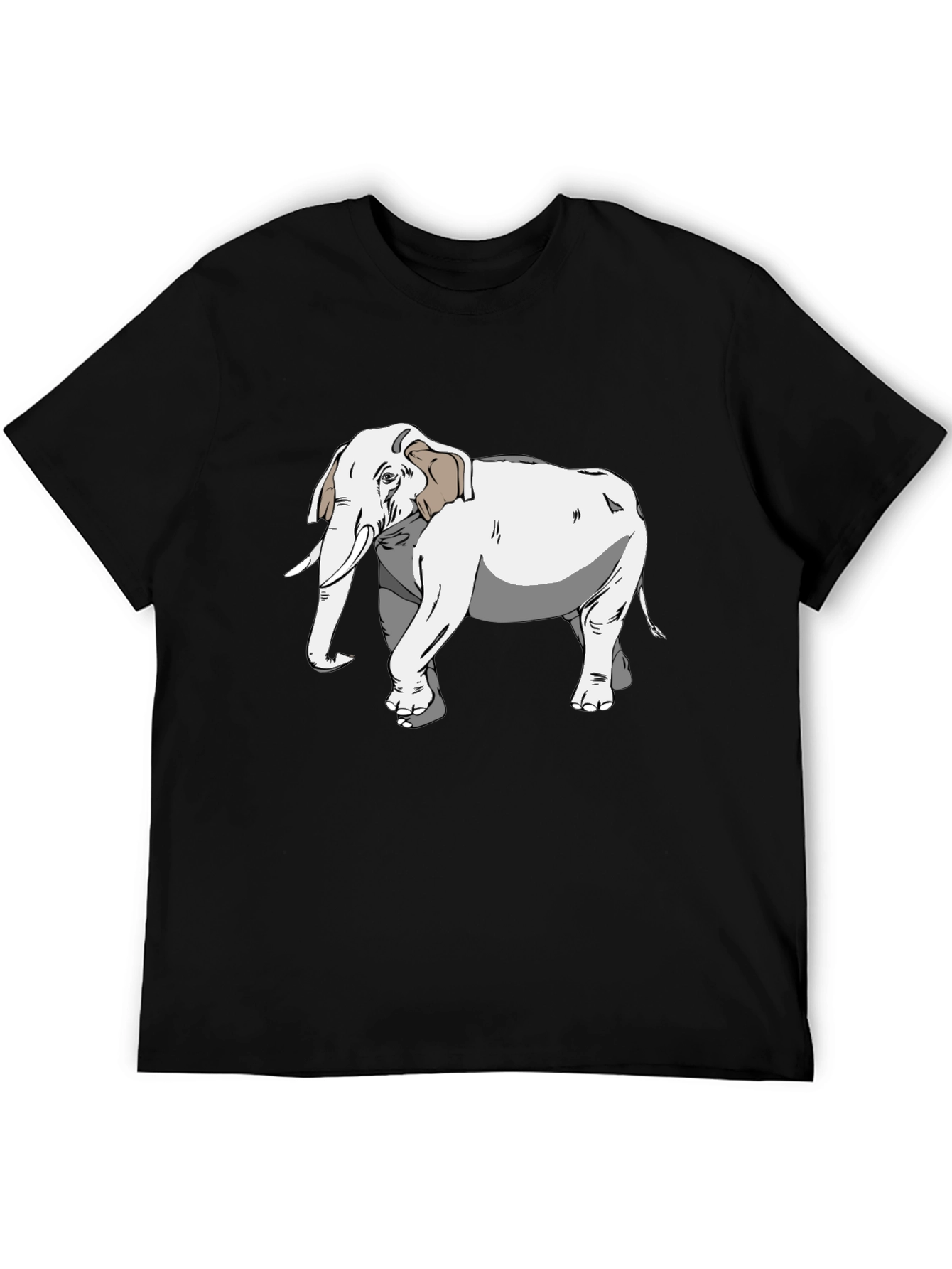 Elephant Graphic Print Black T-Shirt