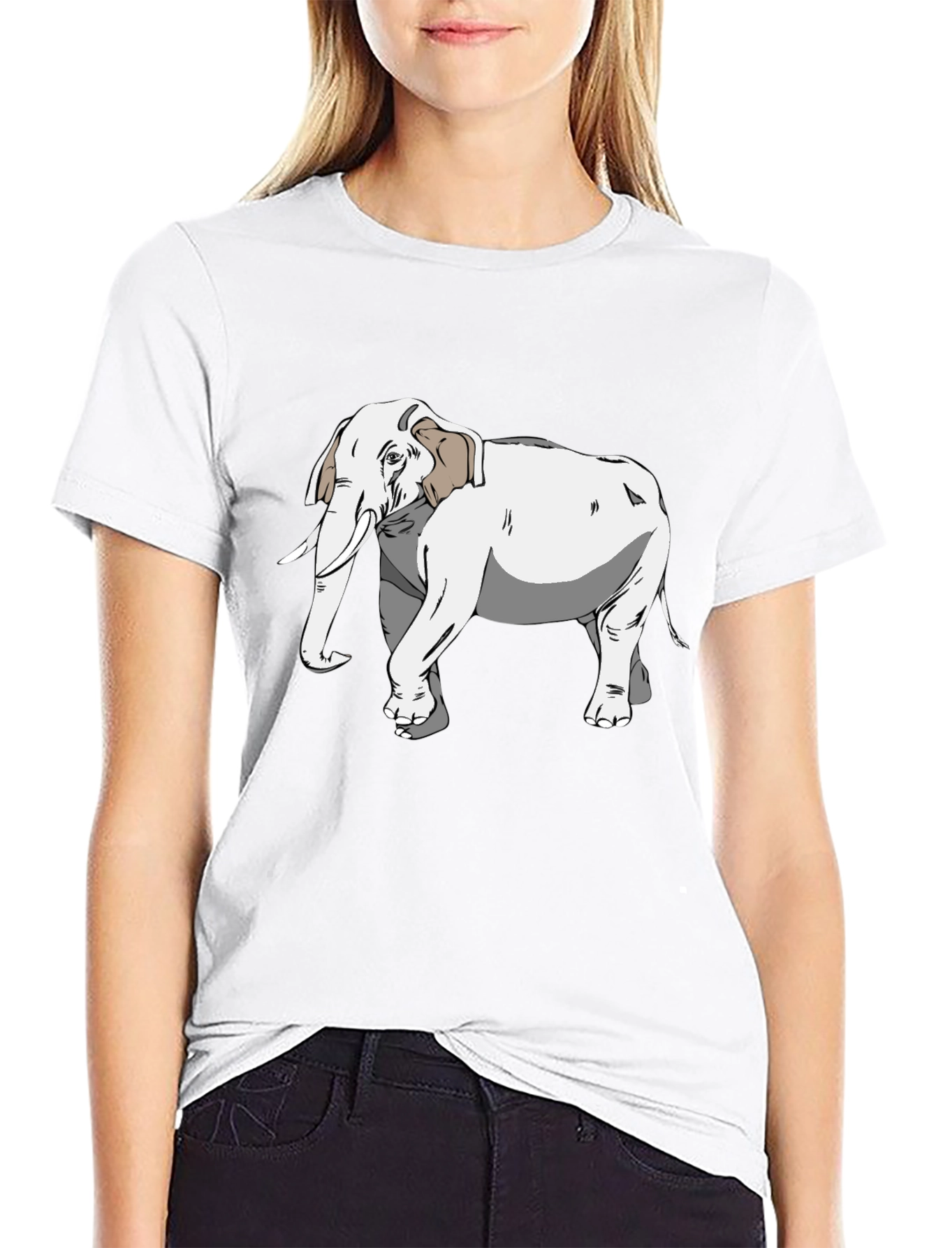 Elephant Graphic Print Black T-Shirt