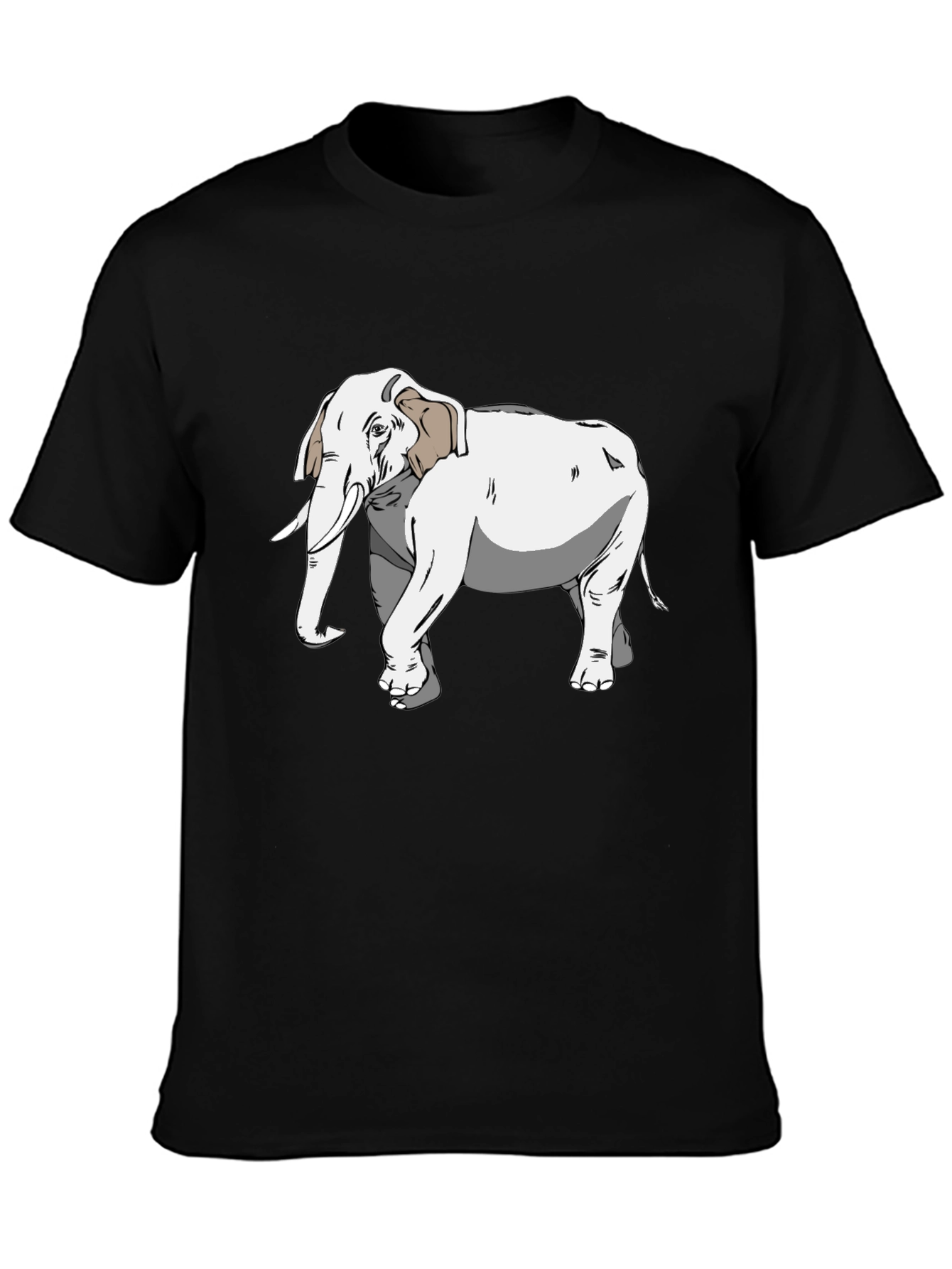 Elephant Graphic Print Black T-Shirt