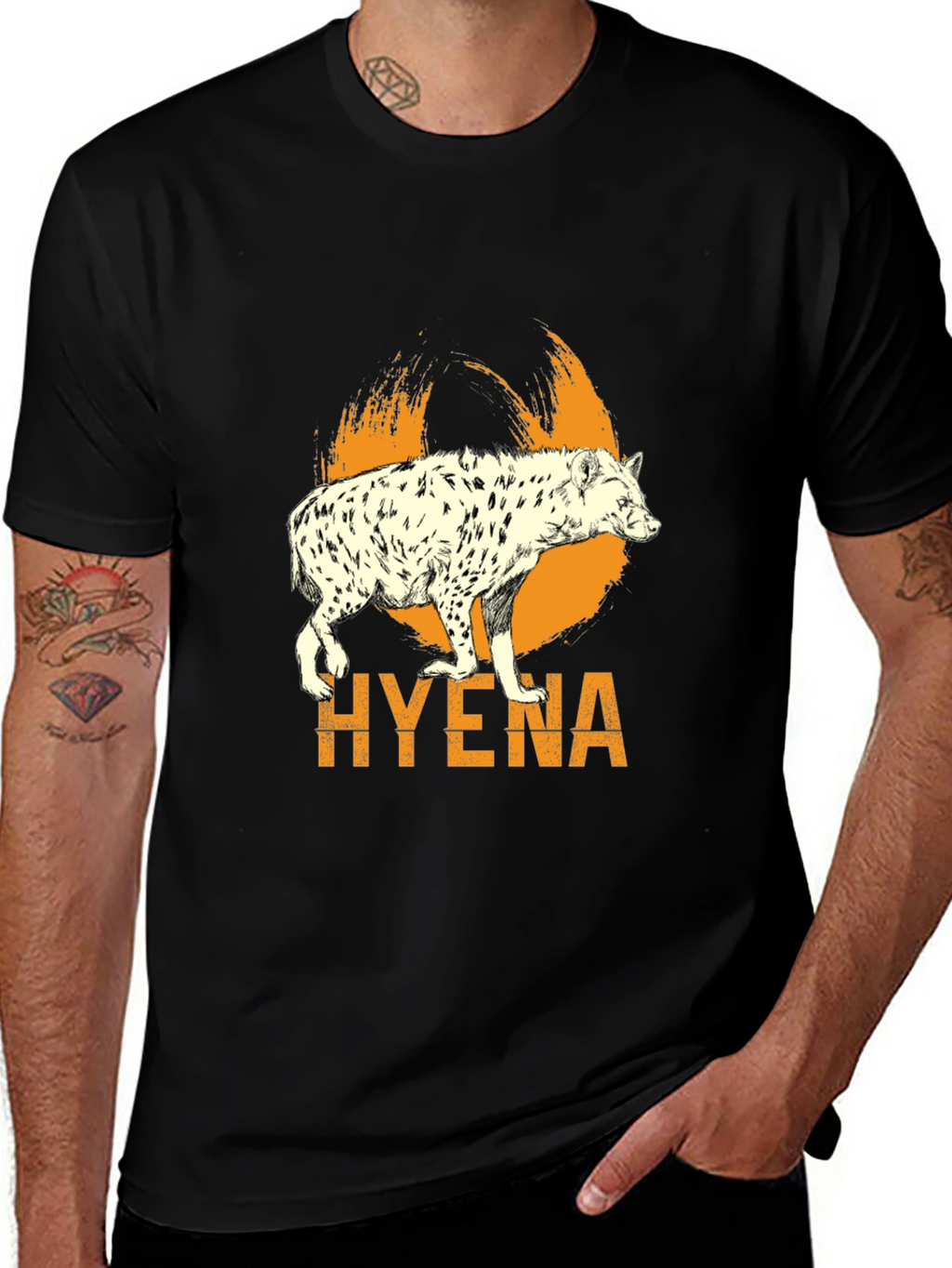 Hyena Graphic Print Mens Black T-Shirt