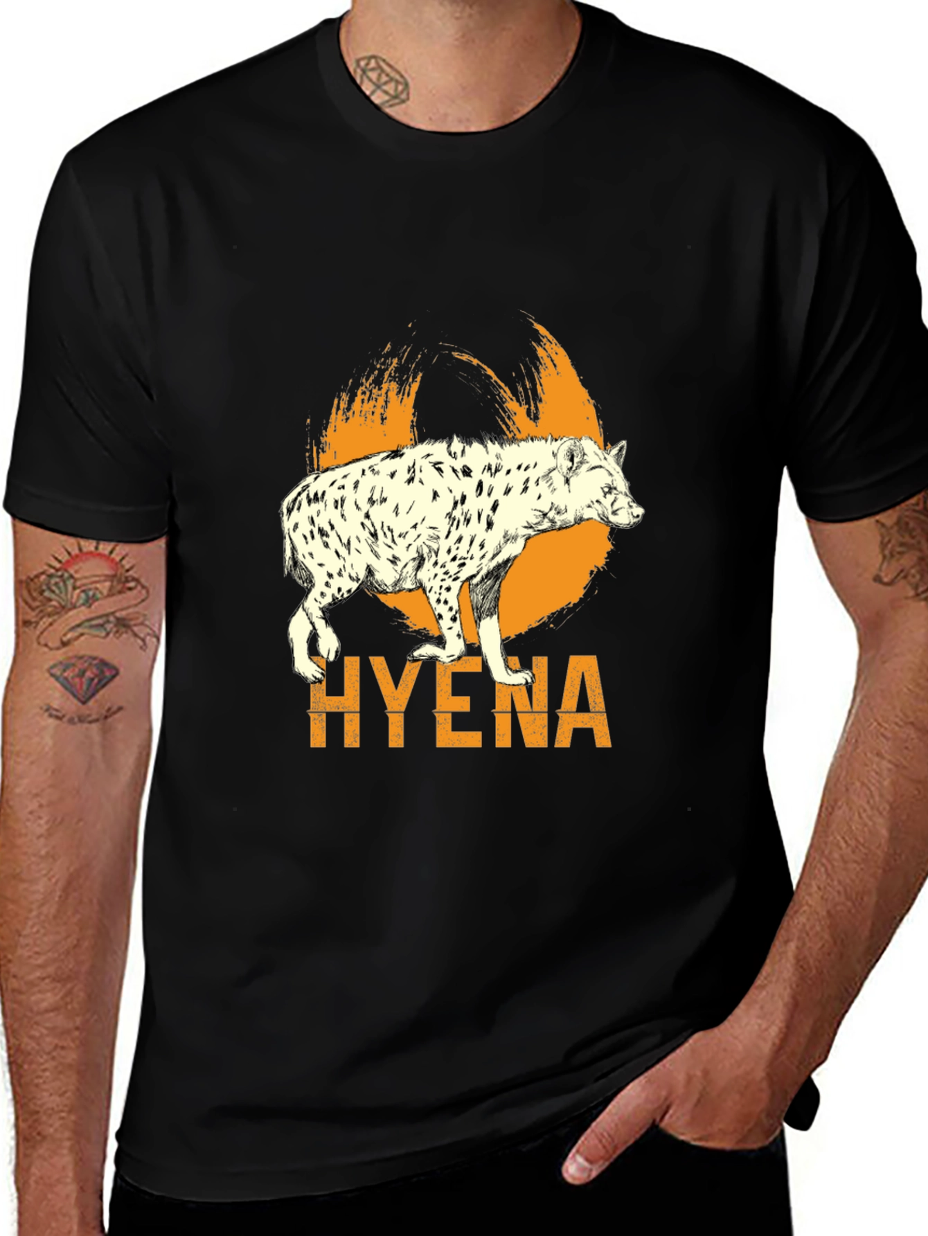 Hyena Graphic Print Mens Black T-Shirt