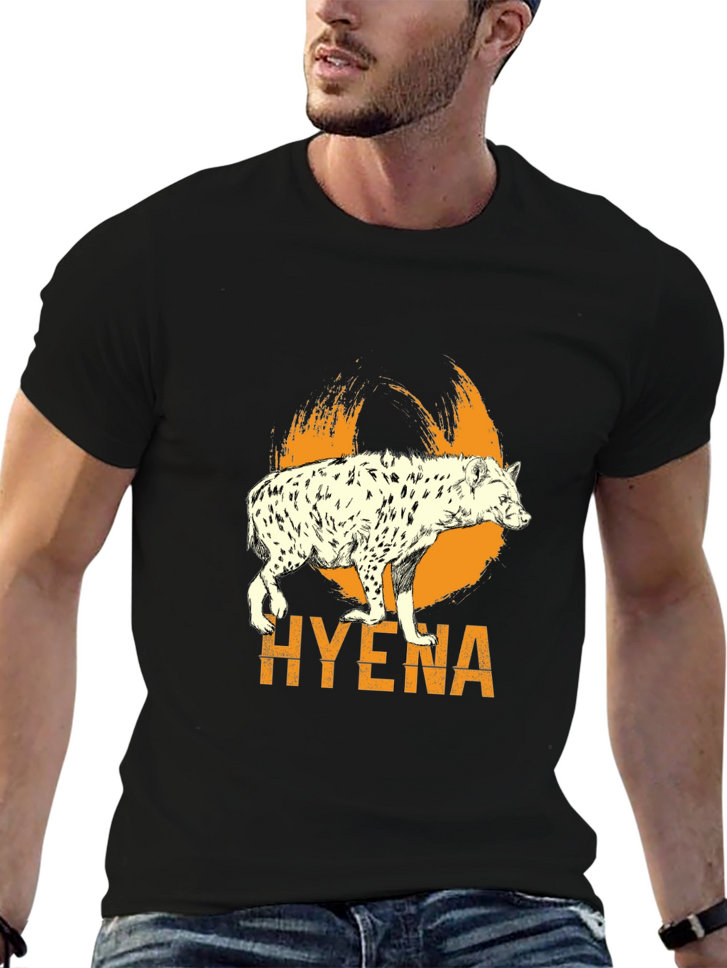 Hyena Graphic Print Mens Black T-Shirt