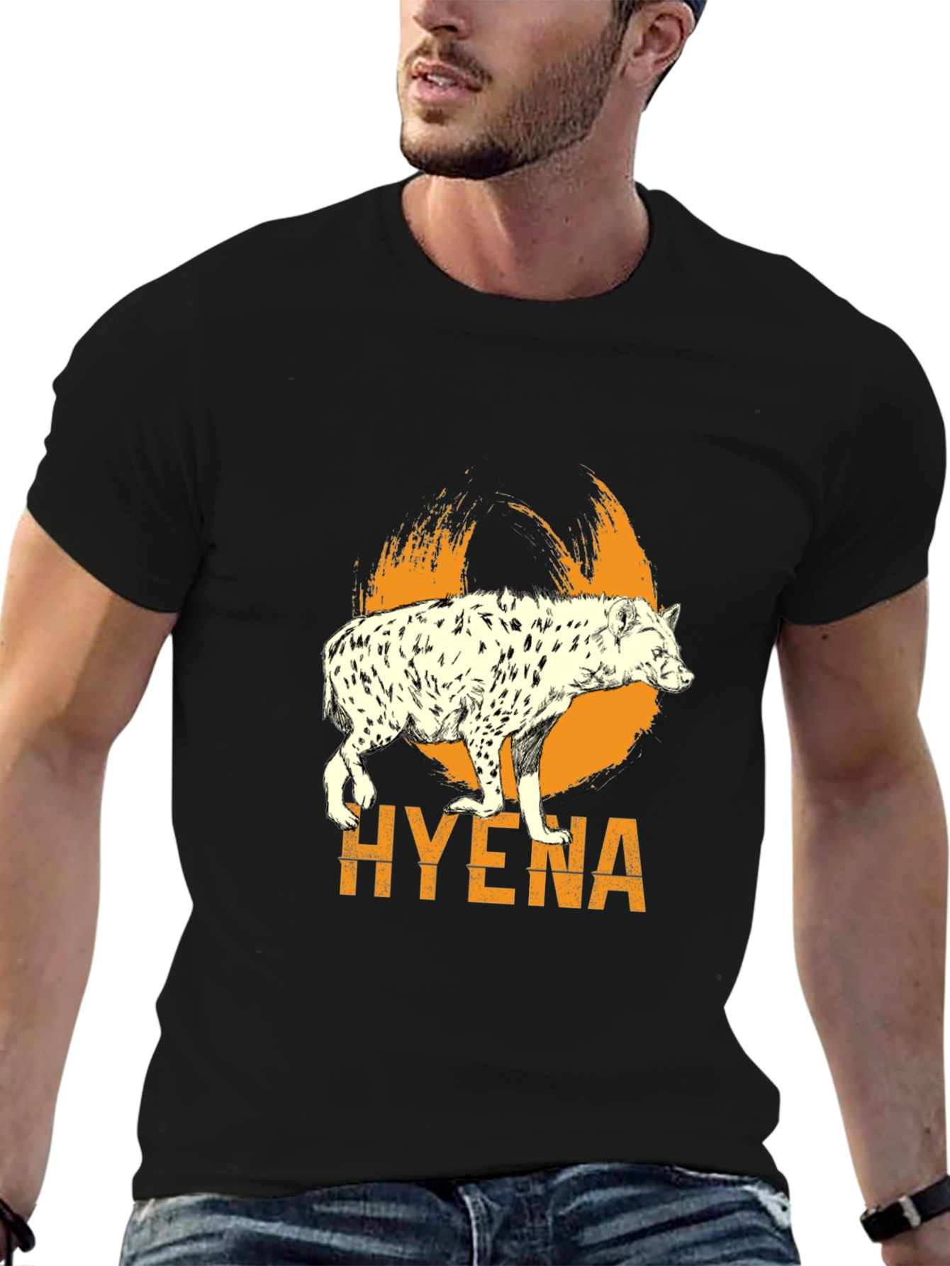 Hyena Graphic Print Mens Black T-Shirt