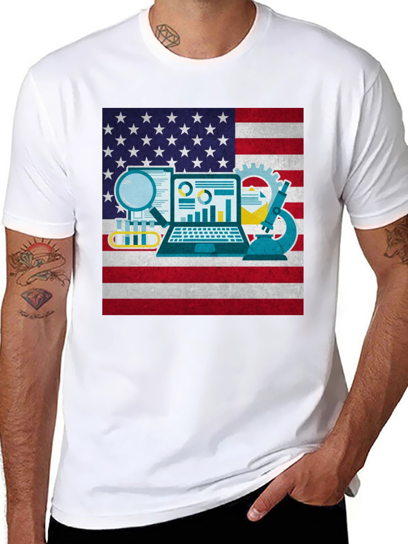 STEM American Flag Graphic T-Shirt