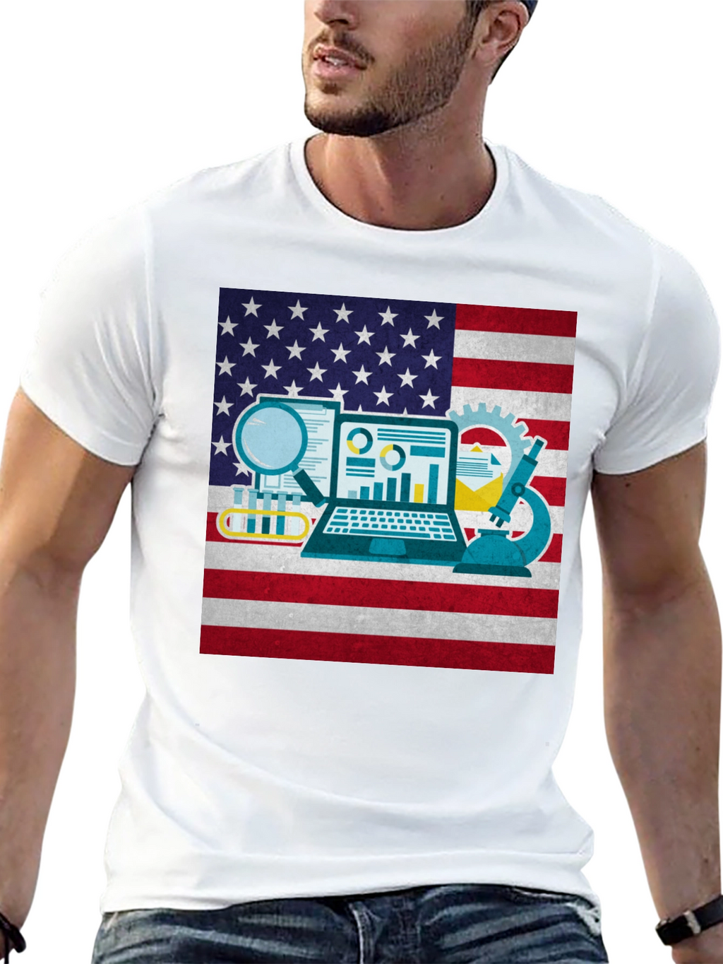 STEM American Flag Graphic T-Shirt