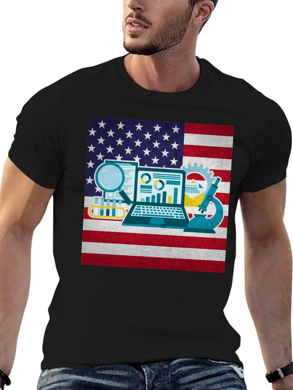 STEM American Flag Graphic T-Shirt