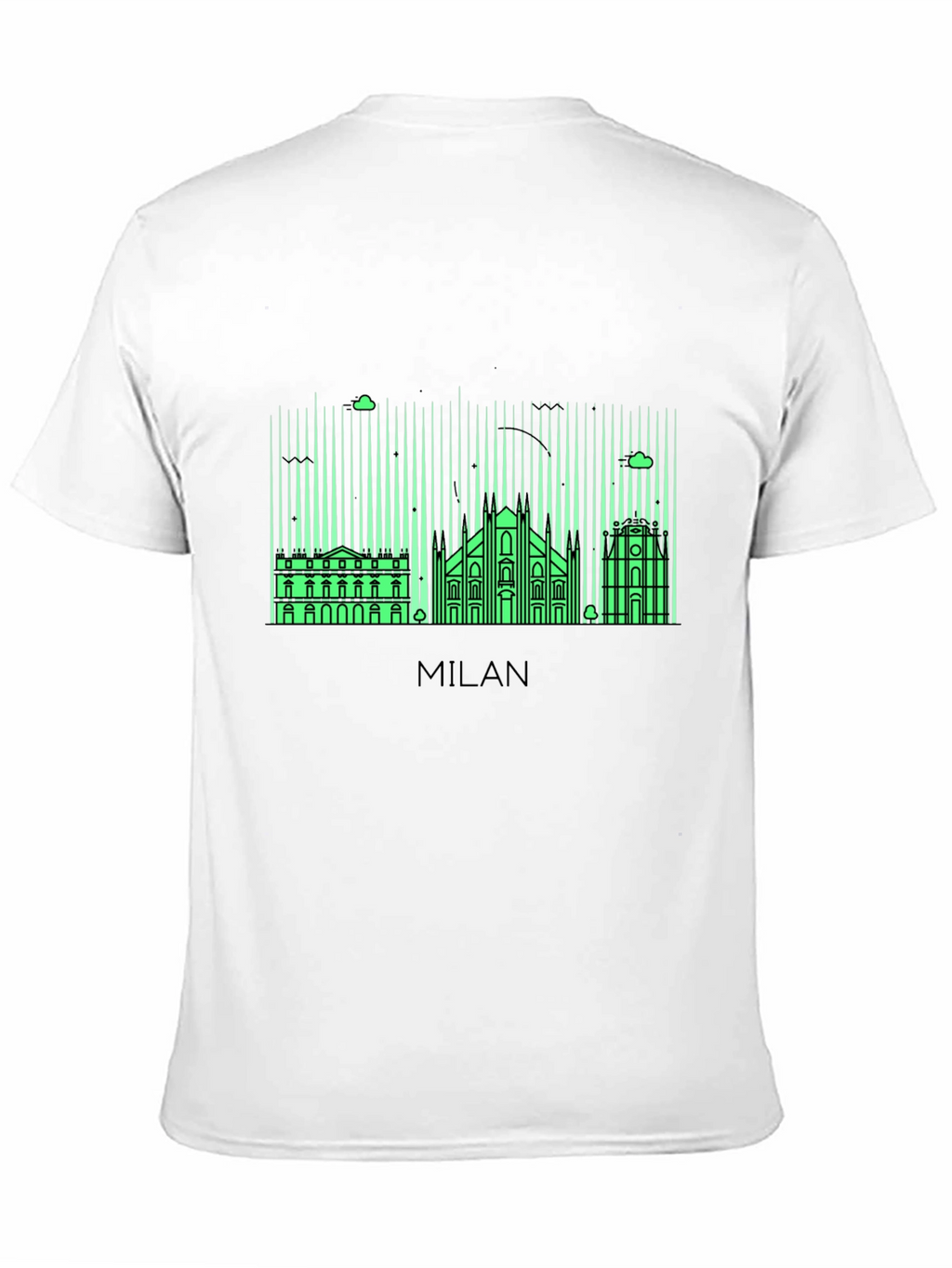 Milan Skyline Graphic Tee - Black Cotton T-Shirt