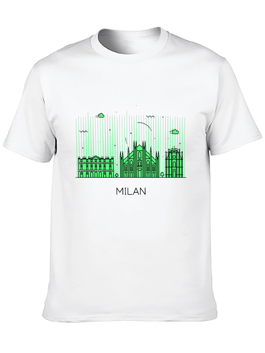 Milan Skyline Graphic Tee - Black Cotton T-Shirt