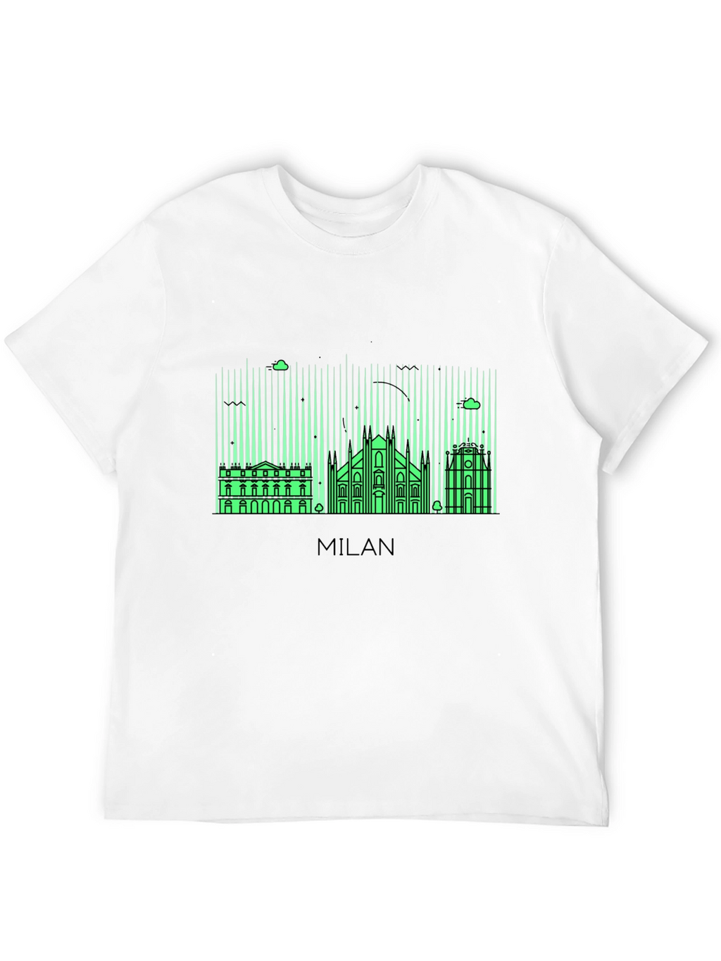 Milan Skyline Graphic Tee - Black Cotton T-Shirt