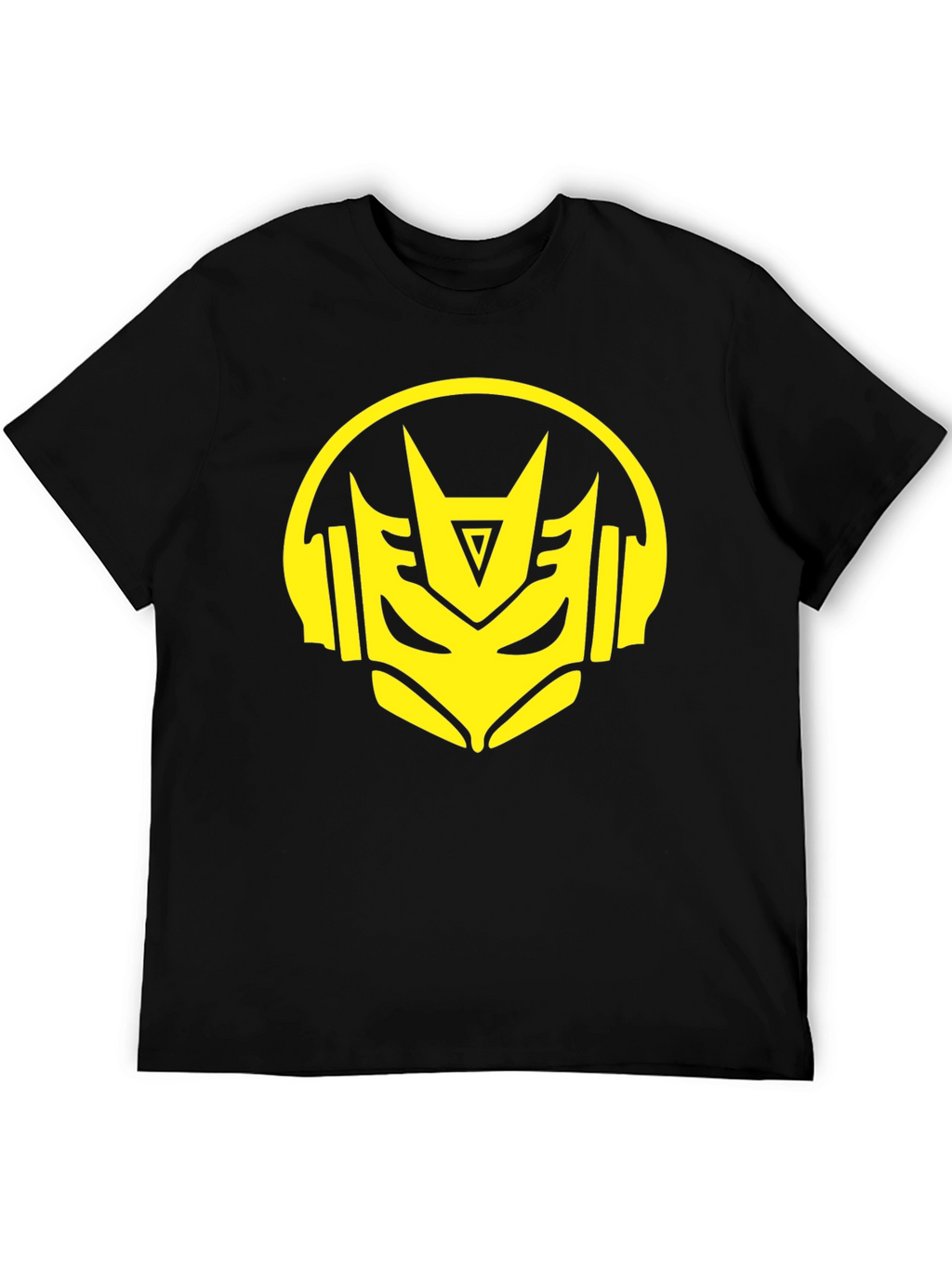 Robot Headphone Graphic Black T-Shirt