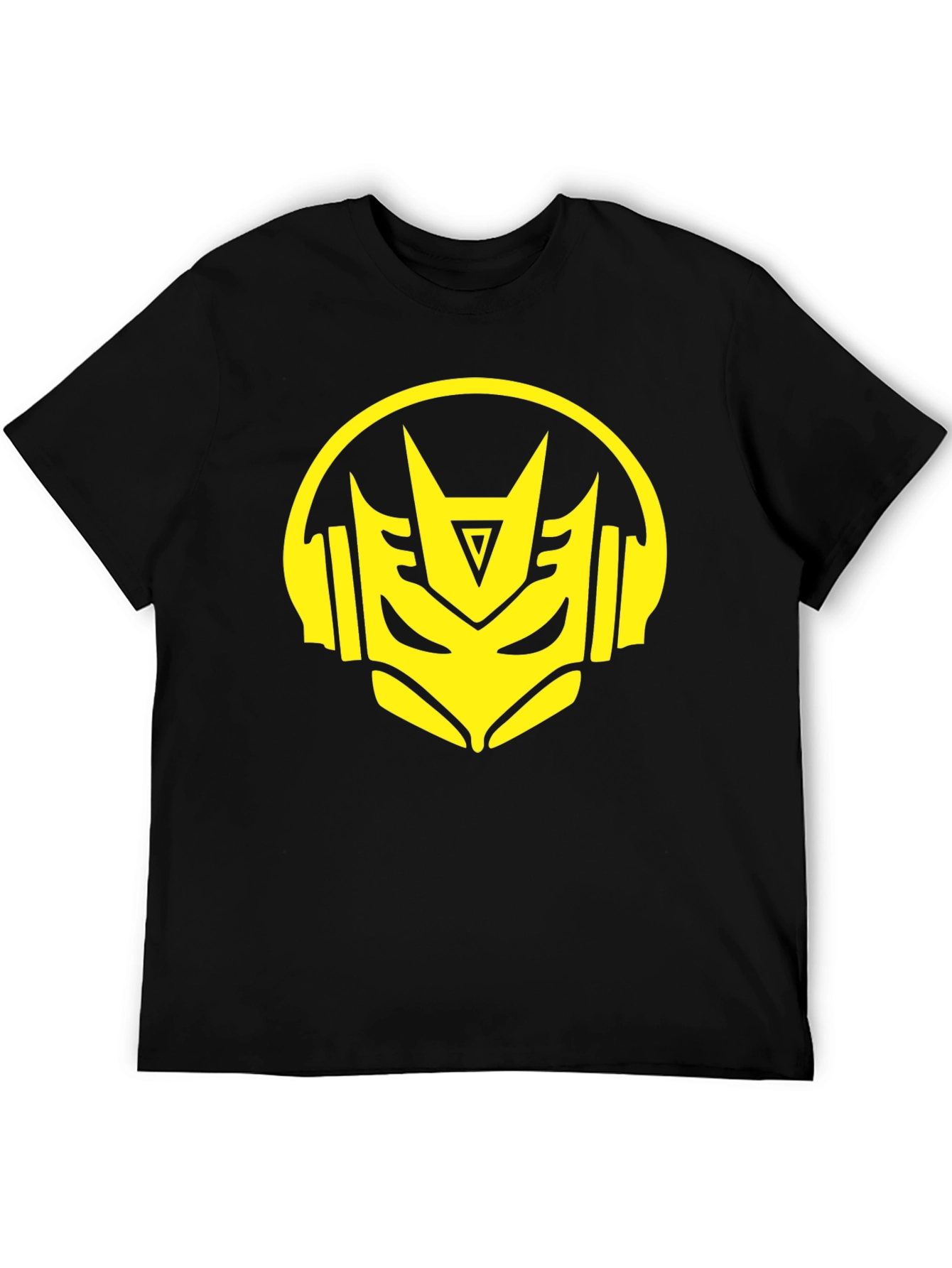 Robot Headphone Graphic Black T-Shirt