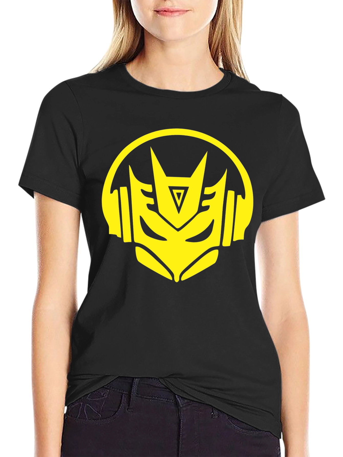 Robot Headphone Graphic Black T-Shirt