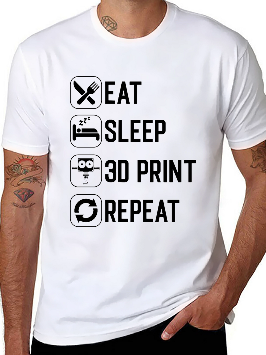 Eat Sleep 3D Print Repeat Graphic Tee