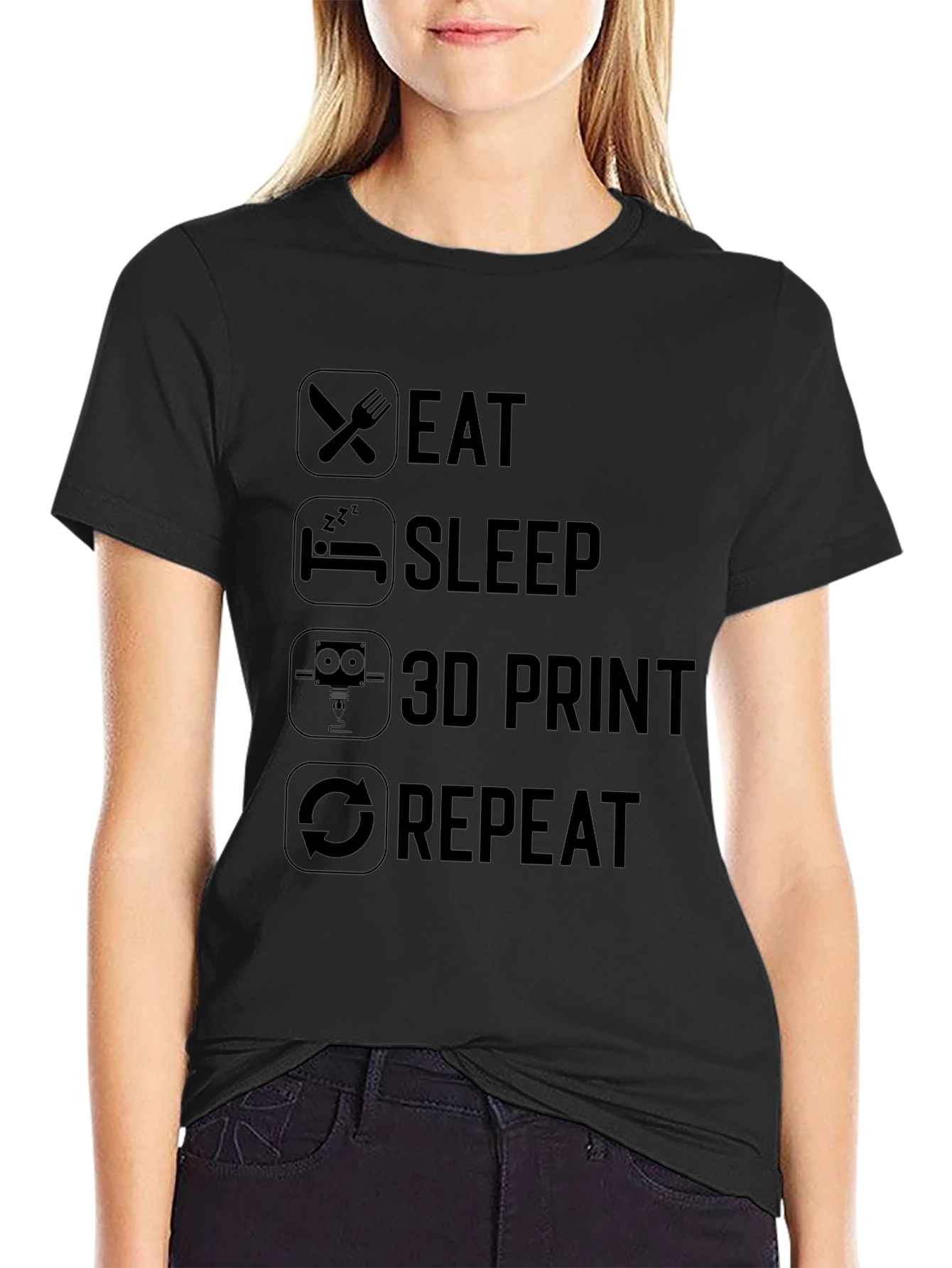 Eat Sleep 3D Print Repeat Graphic Tee