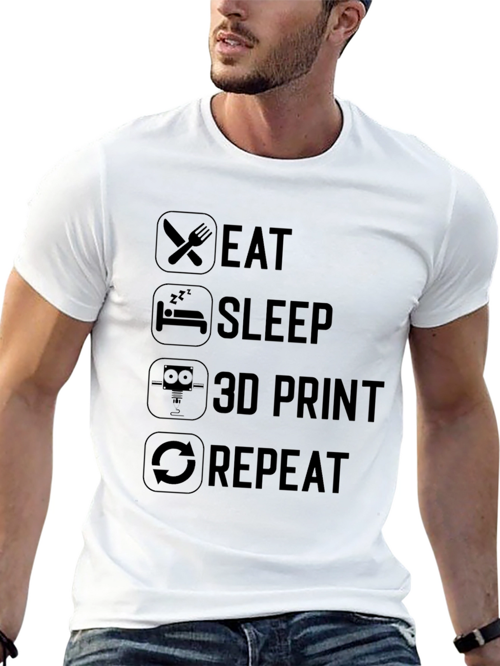Eat Sleep 3D Print Repeat Graphic Tee