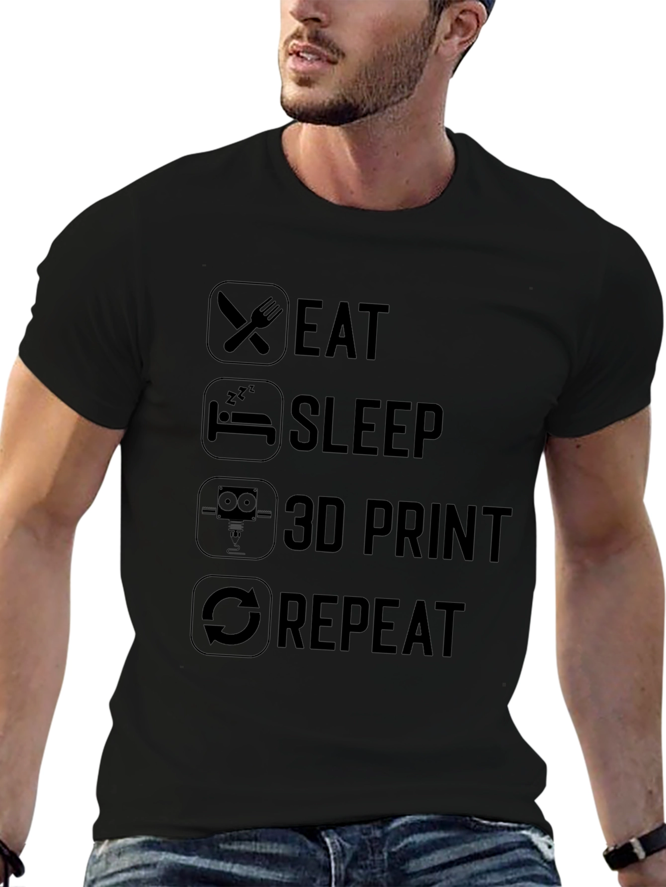 Eat Sleep 3D Print Repeat Graphic Tee
