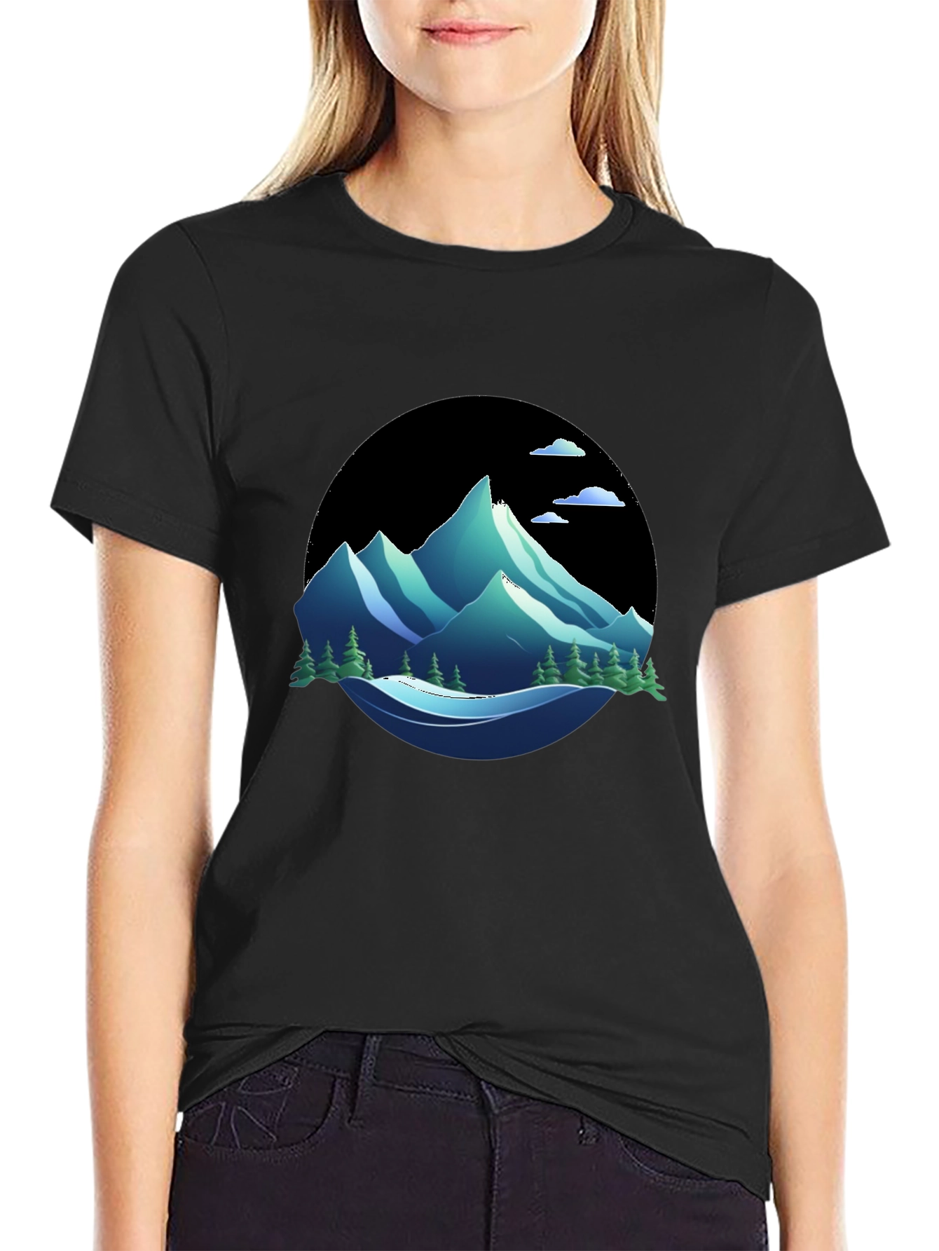 Mountain Graphic Tee - Nature Inspired Black T-Shirt