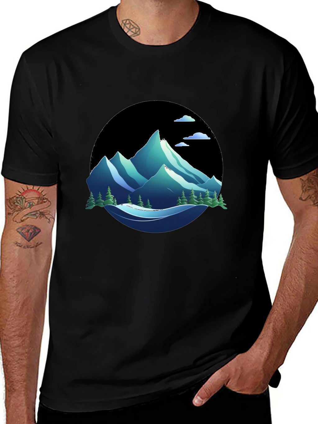 Mountain Graphic Tee - Nature Inspired Black T-Shirt