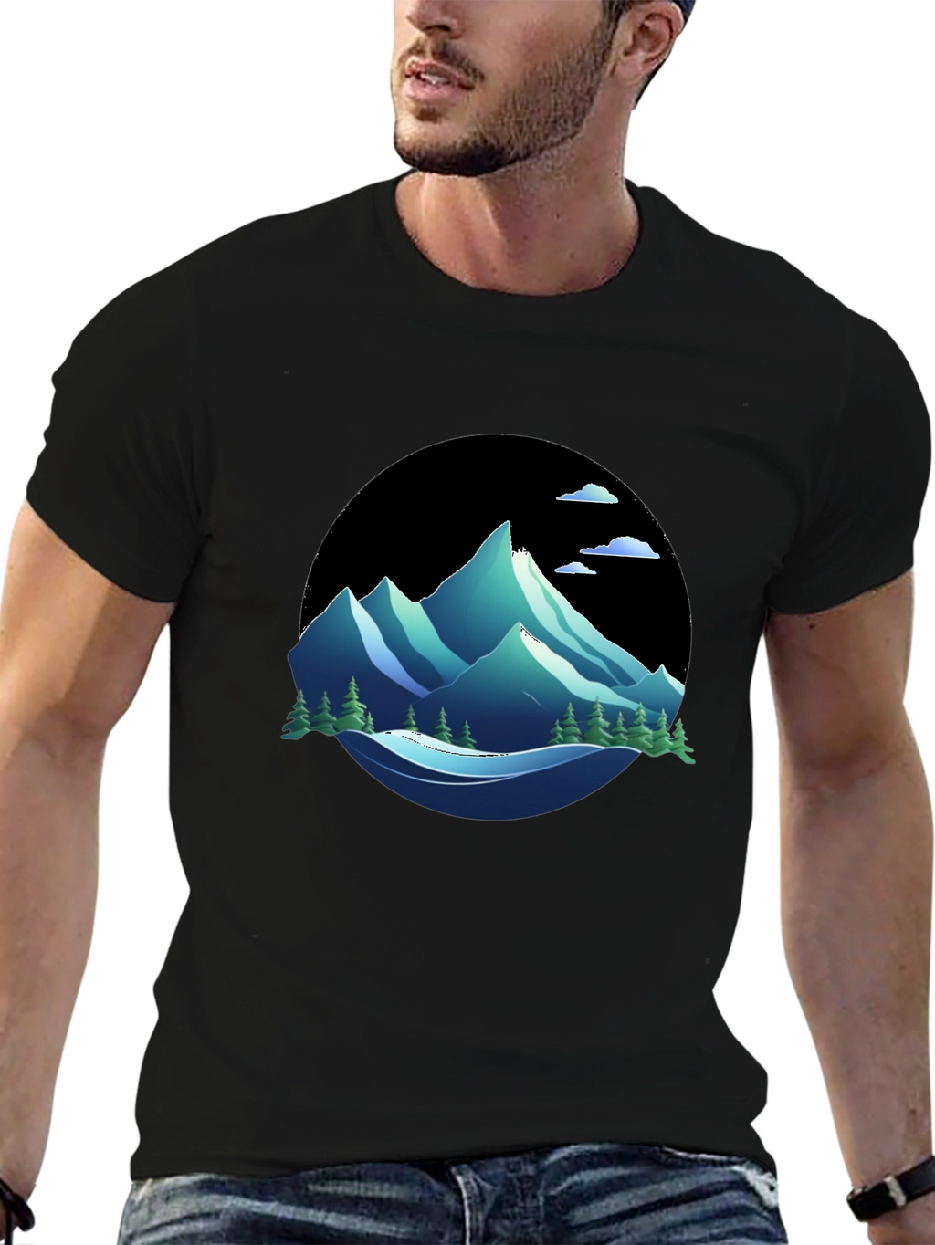 Mountain Graphic Tee - Nature Inspired Black T-Shirt