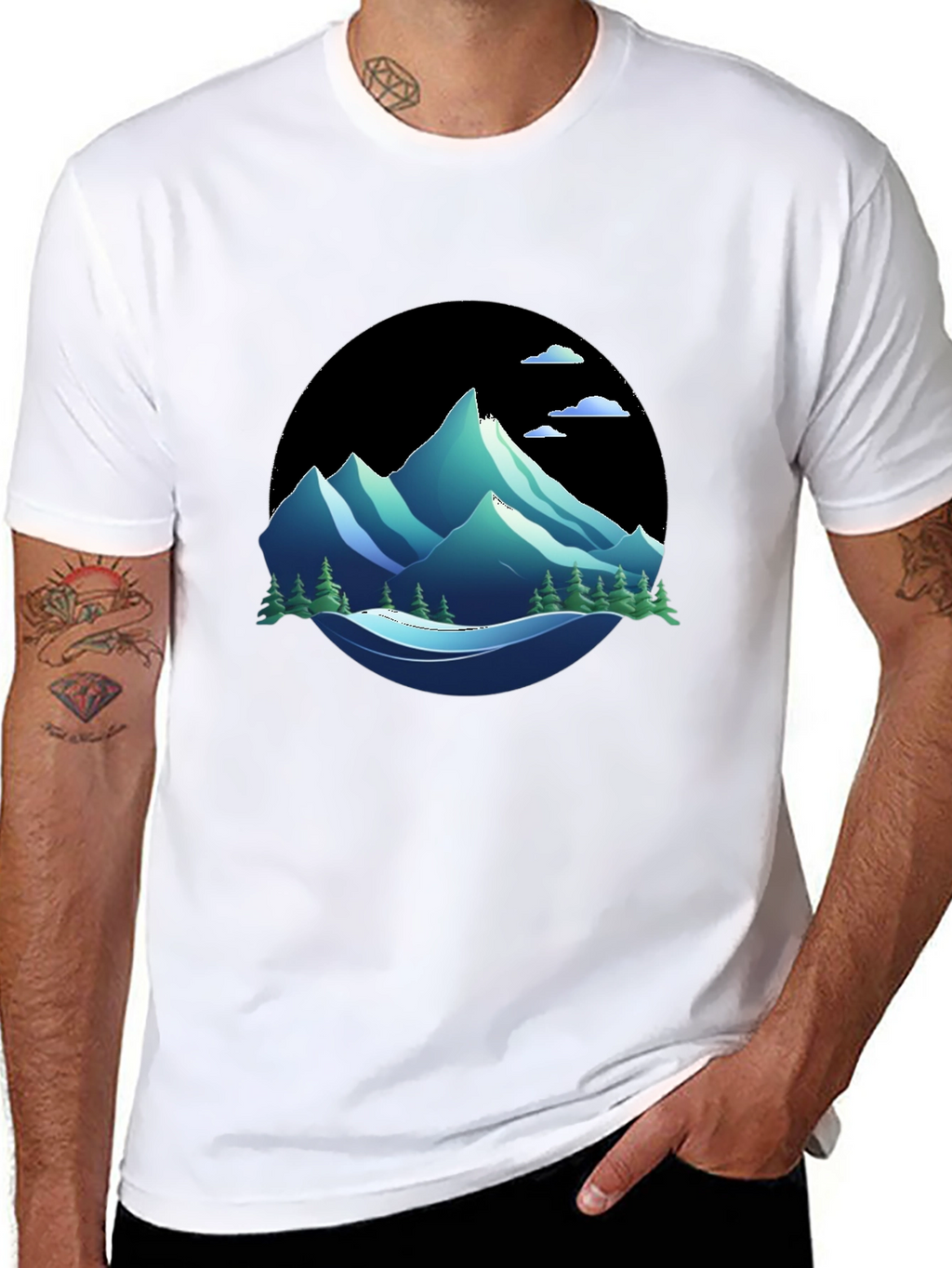 Mountain Graphic Tee - Nature Inspired Black T-Shirt