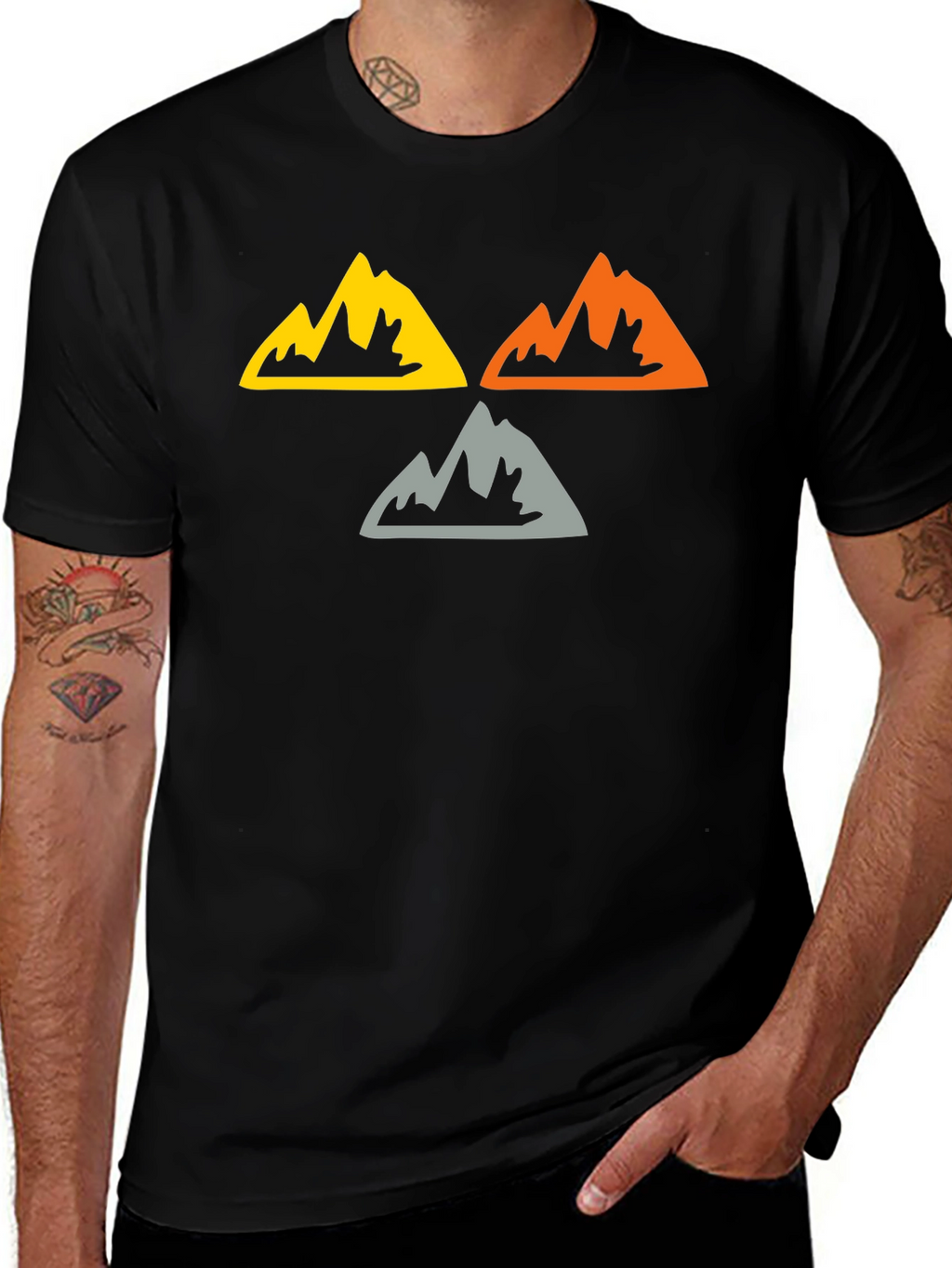 Mountain Peaks Graphic Tee - Black