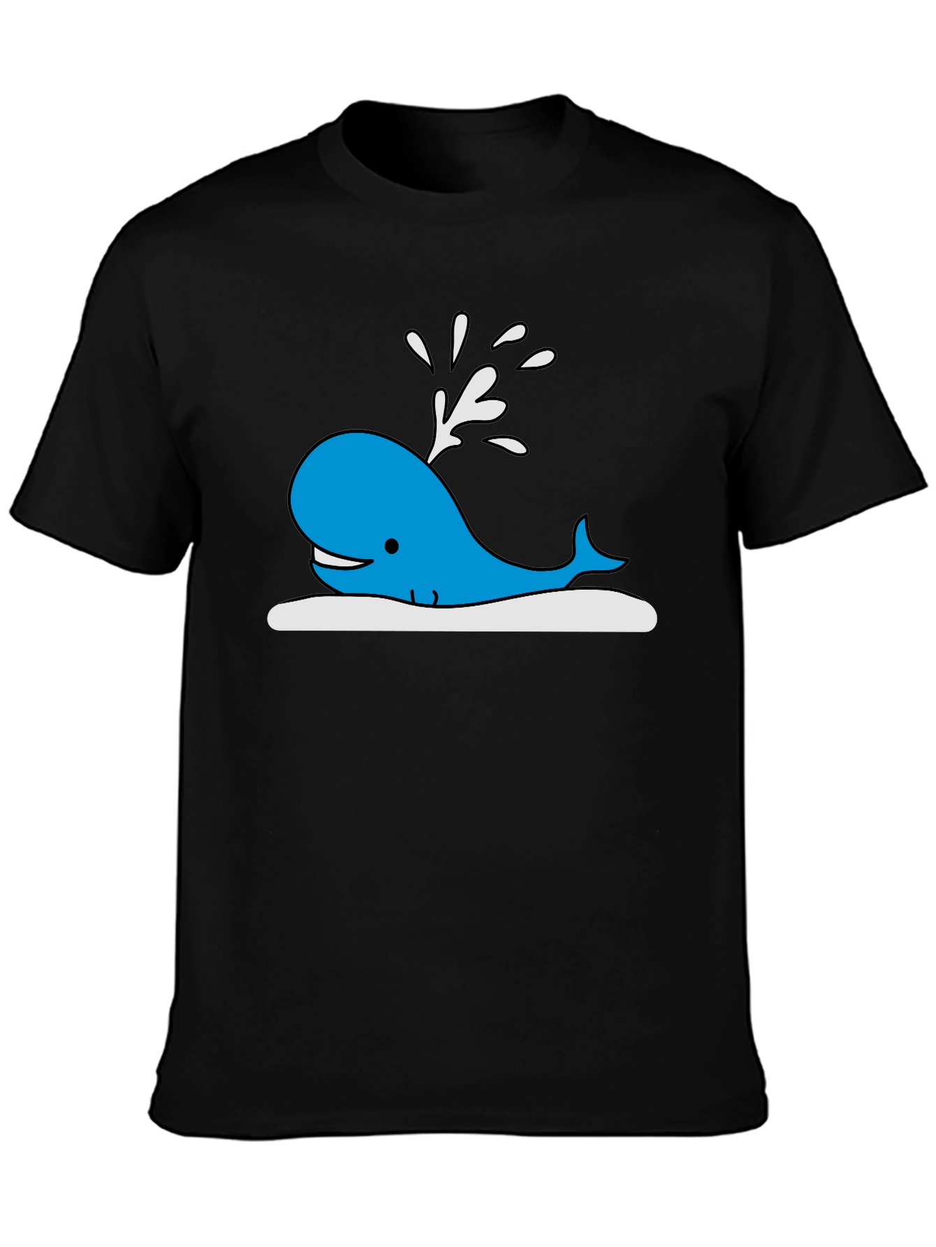 Whale Graphic Print Black T-Shirt