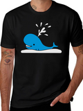 Whale Graphic Print Black T-Shirt