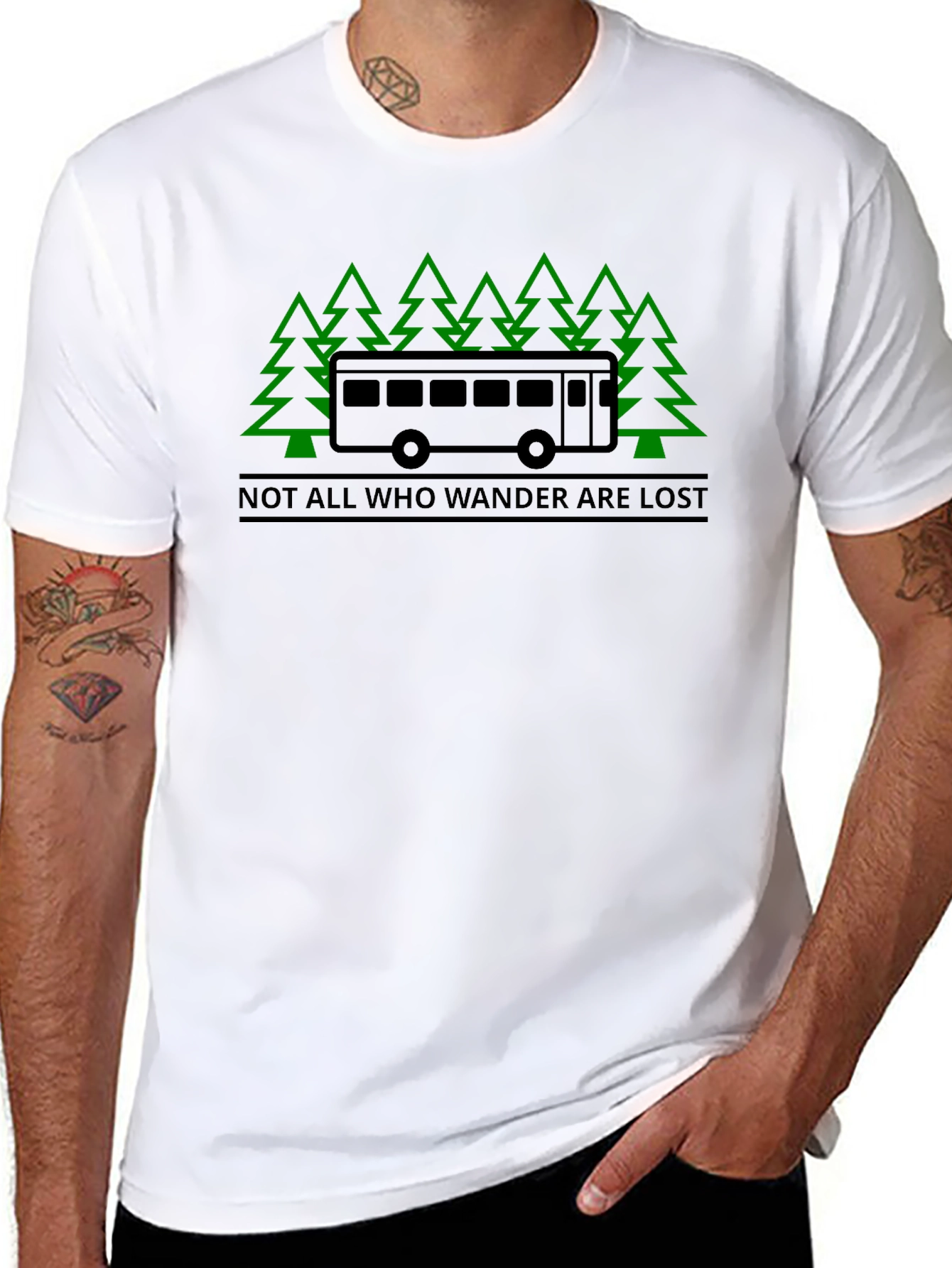 Wanderlust Bus & Trees Graphic T-Shirt