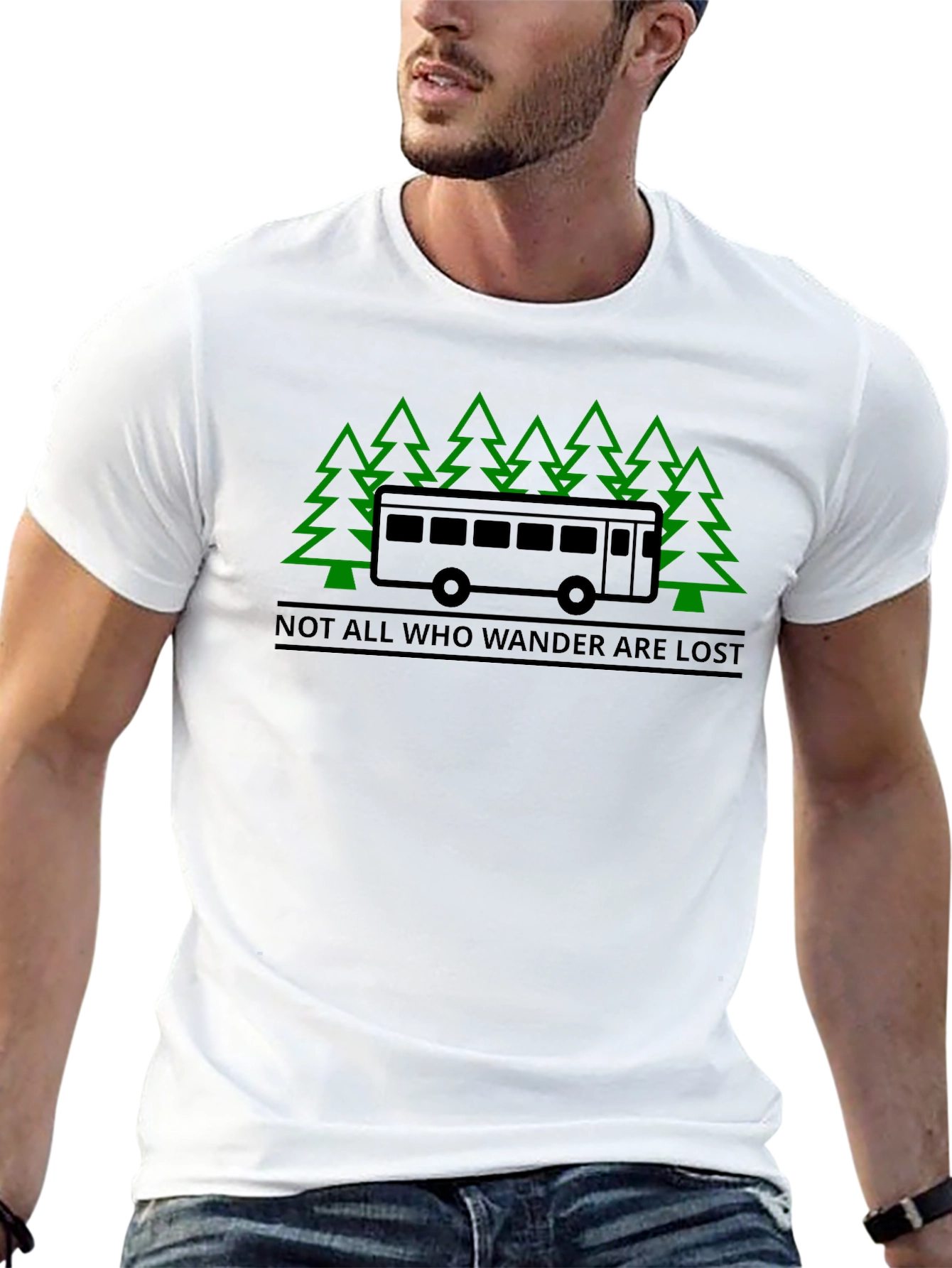 Wanderlust Bus & Trees Graphic T-Shirt