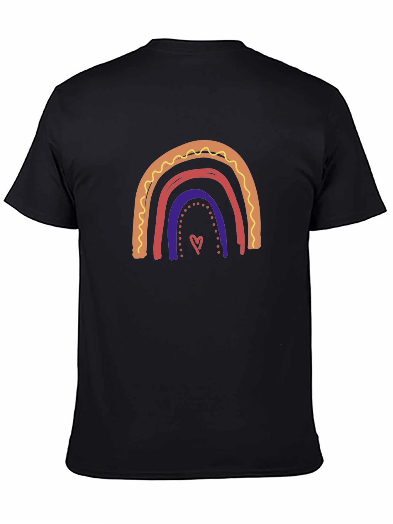 Rainbow Heart Graphic Black T-Shirt